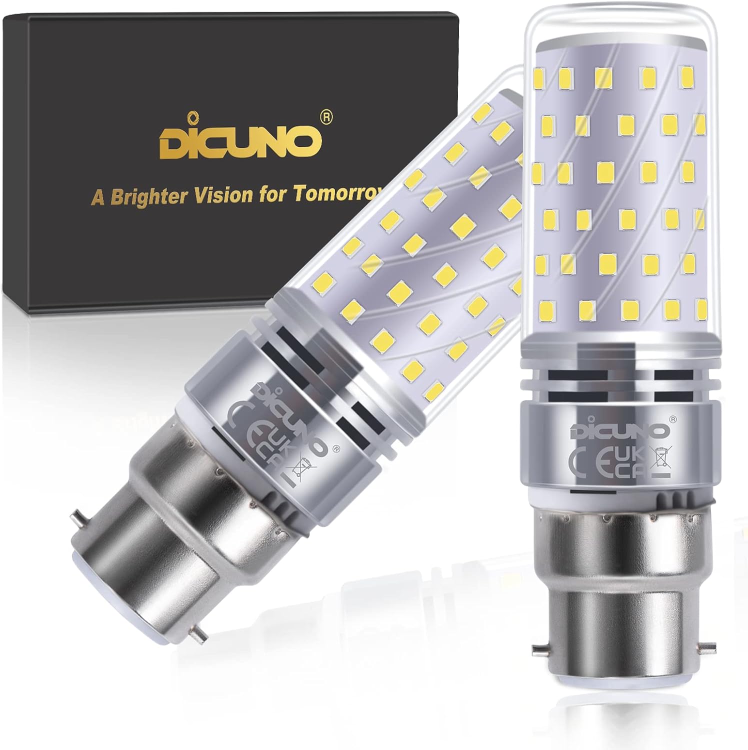 DiCUNO B22 LED Bulb, Special B22 Bayonet Light Bulbs, Innovative Cool White 6000...