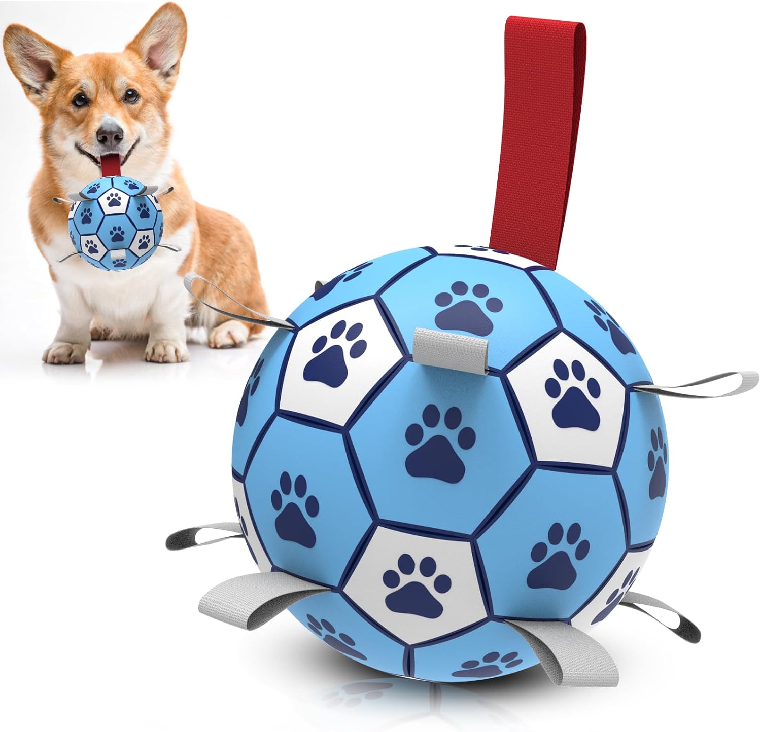 HETOO Dog Football with Straps,Interactive Dog Toys for Tug of War, Puppy Birthd...