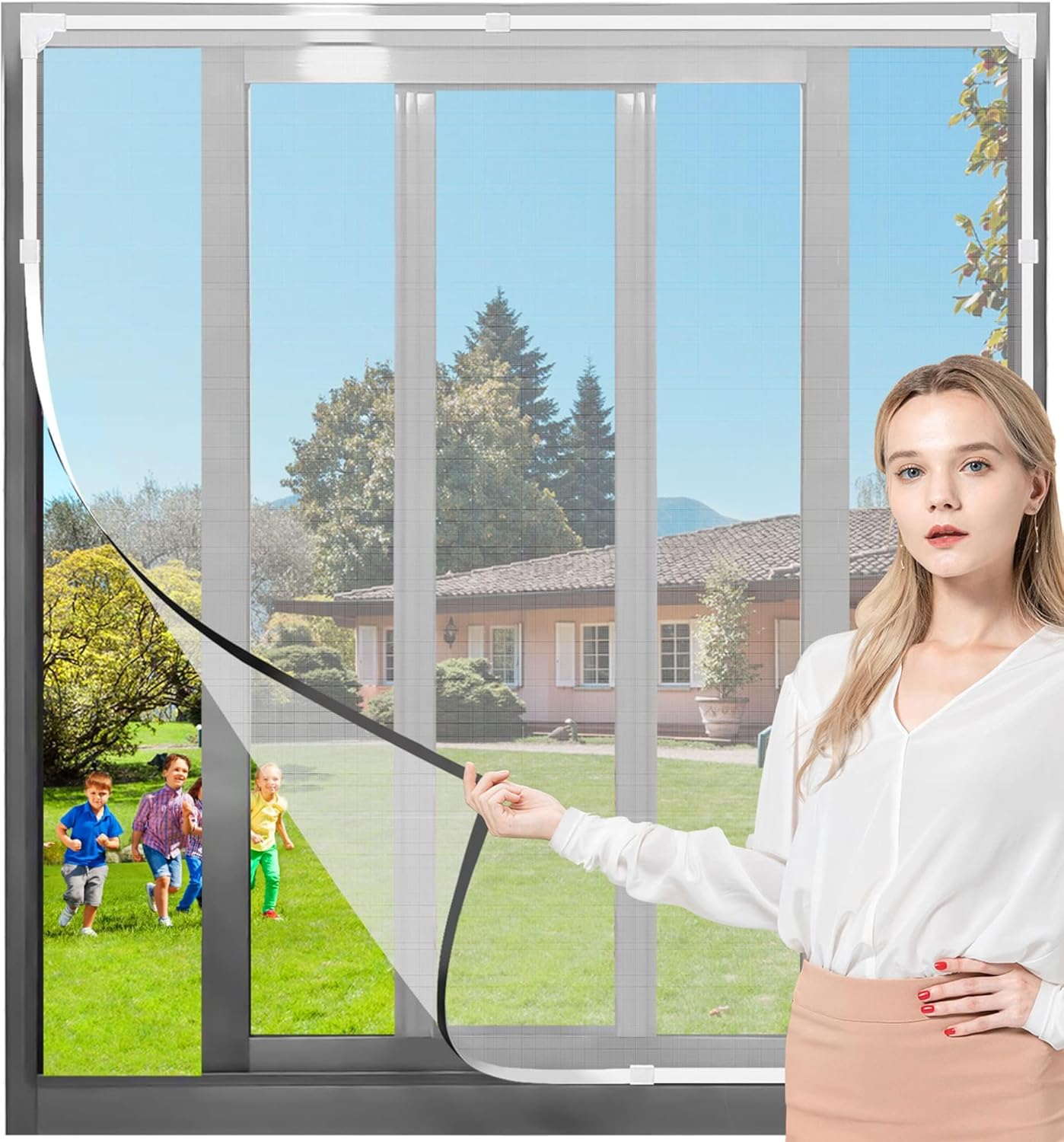 Fly Screens for Windows ​Adjustable Magnetic Window Fly Screen Window Max 47.3”...