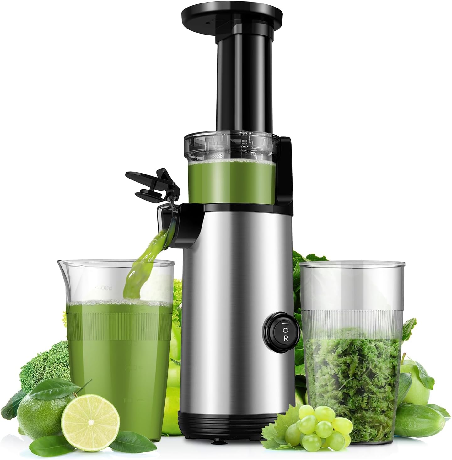 KIDISLE Cold Press Juicer Powerful Masticating Juicer Machines Easy to Clean Slo...