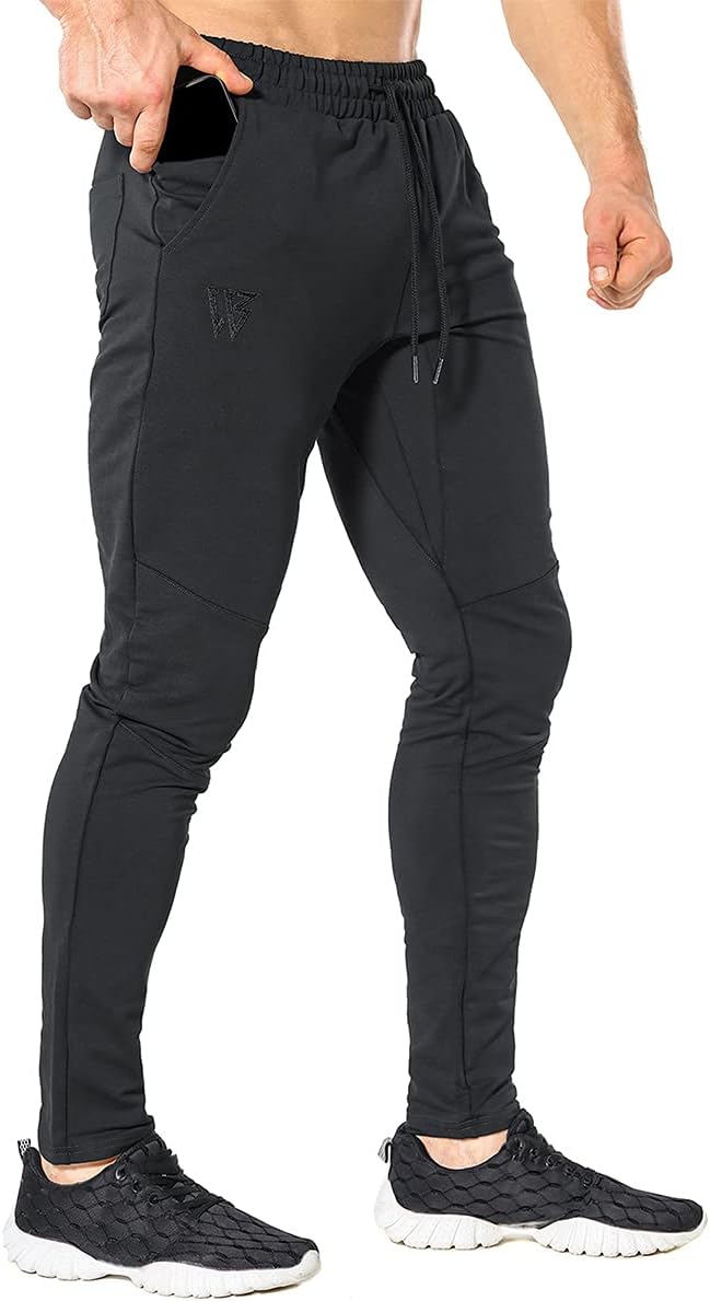 ZENWILL Mens Tapered Gym Joggers Bottoms, Tracksuit Jogging Running Trousers Swe...