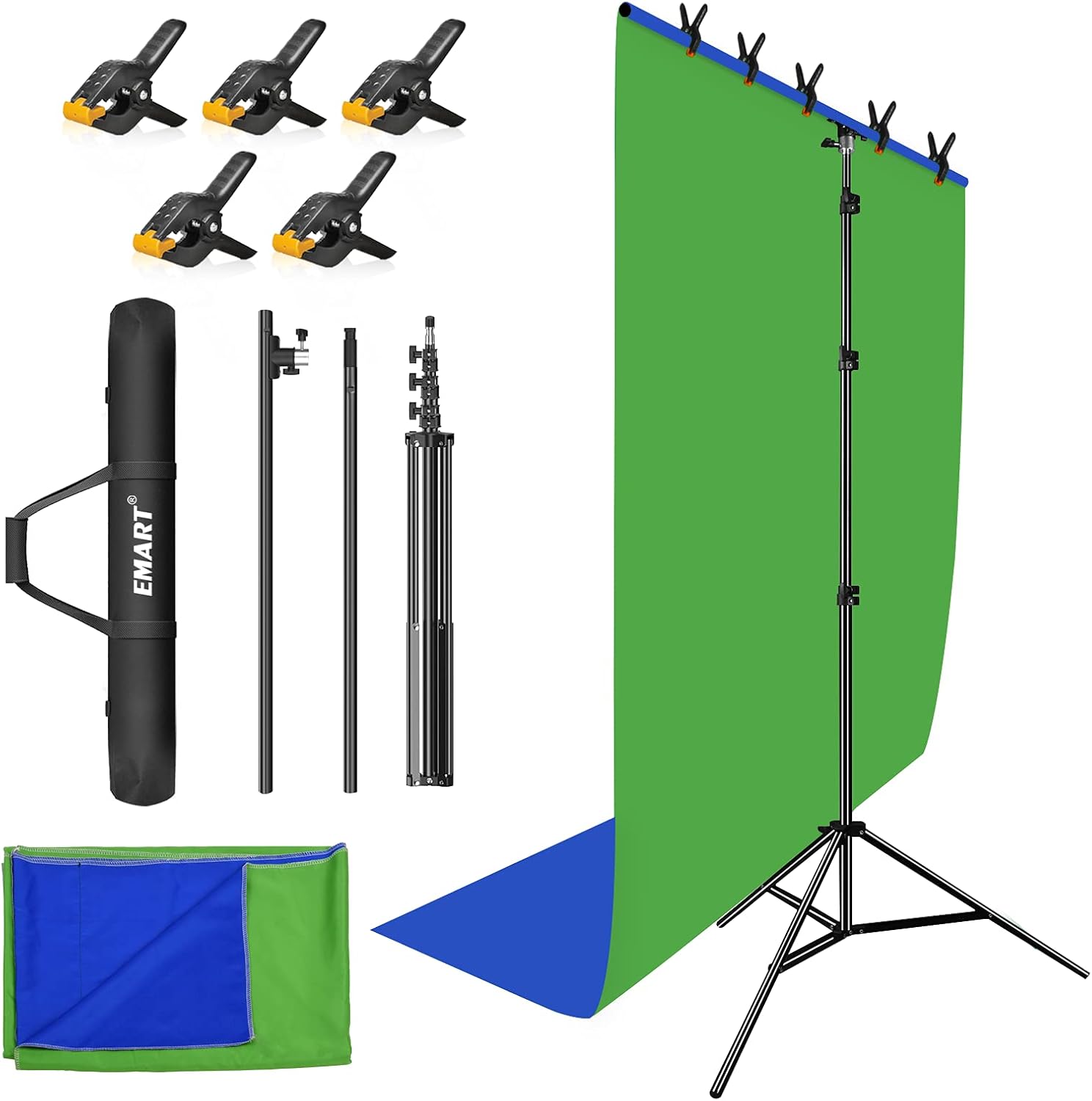 EMART 2 in 1 Green and Blue Backdrop with Stand, Special Versatile Backdrop Setu...