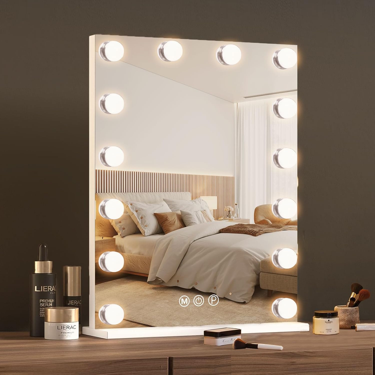 Hansong Hollywood Mirror With Lights Makeup Mirror with 14 Dimmable LED Bulbs an...