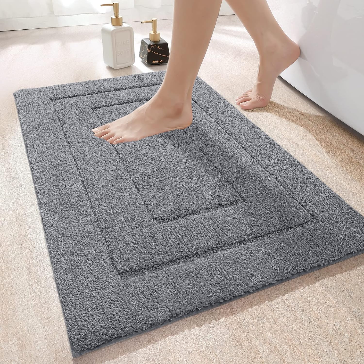 DEXI Bath Mat 40 x 60 cm, Non-Slip Bathroom Mat Machine-Washable, Ultra Soft and...
