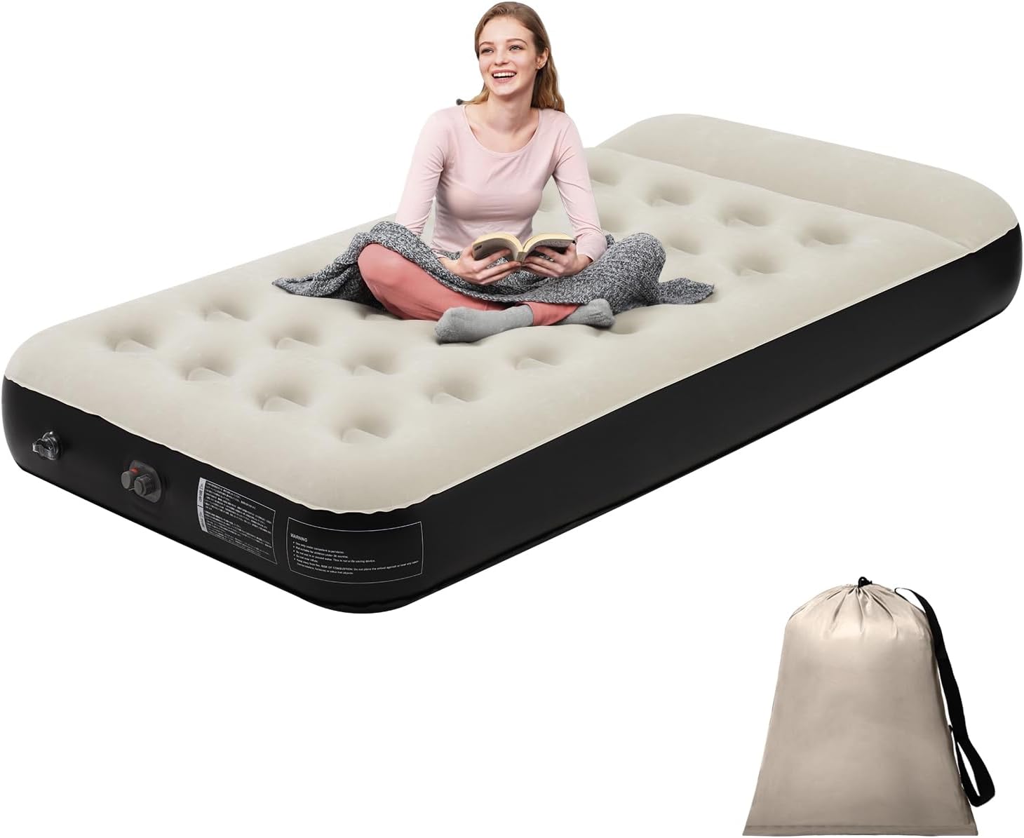 ZODAS Single Mattress, Inflatable JUST One-click, 2024 Single Air Mattress with...