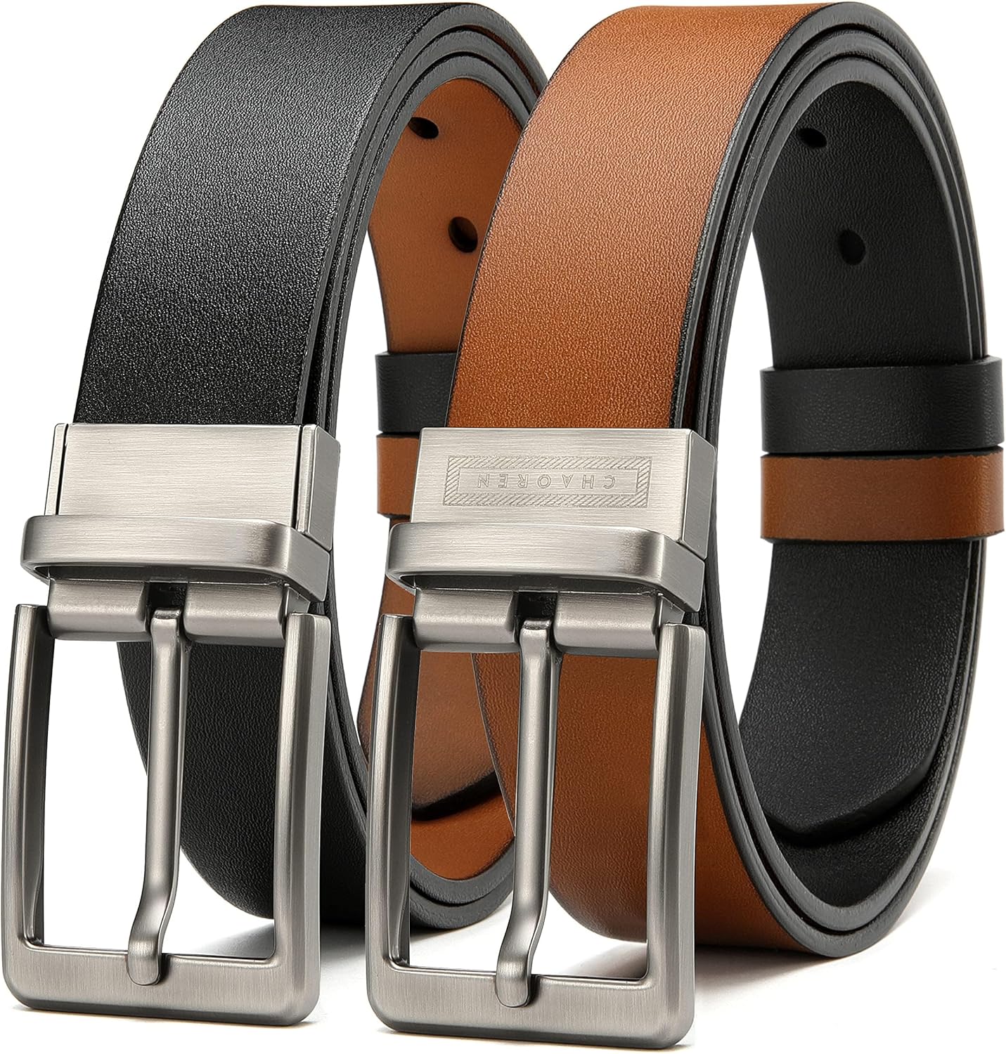 CHAOREN Reversible Leather Belt for Men, Special Belt with 1 3/8' Width, Innovat...