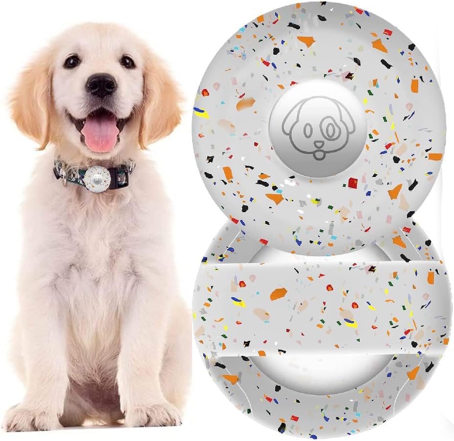 PKQTOP Pet Collar Holder for Airtag, Silicone Dog Collar Cover Compatible with A...