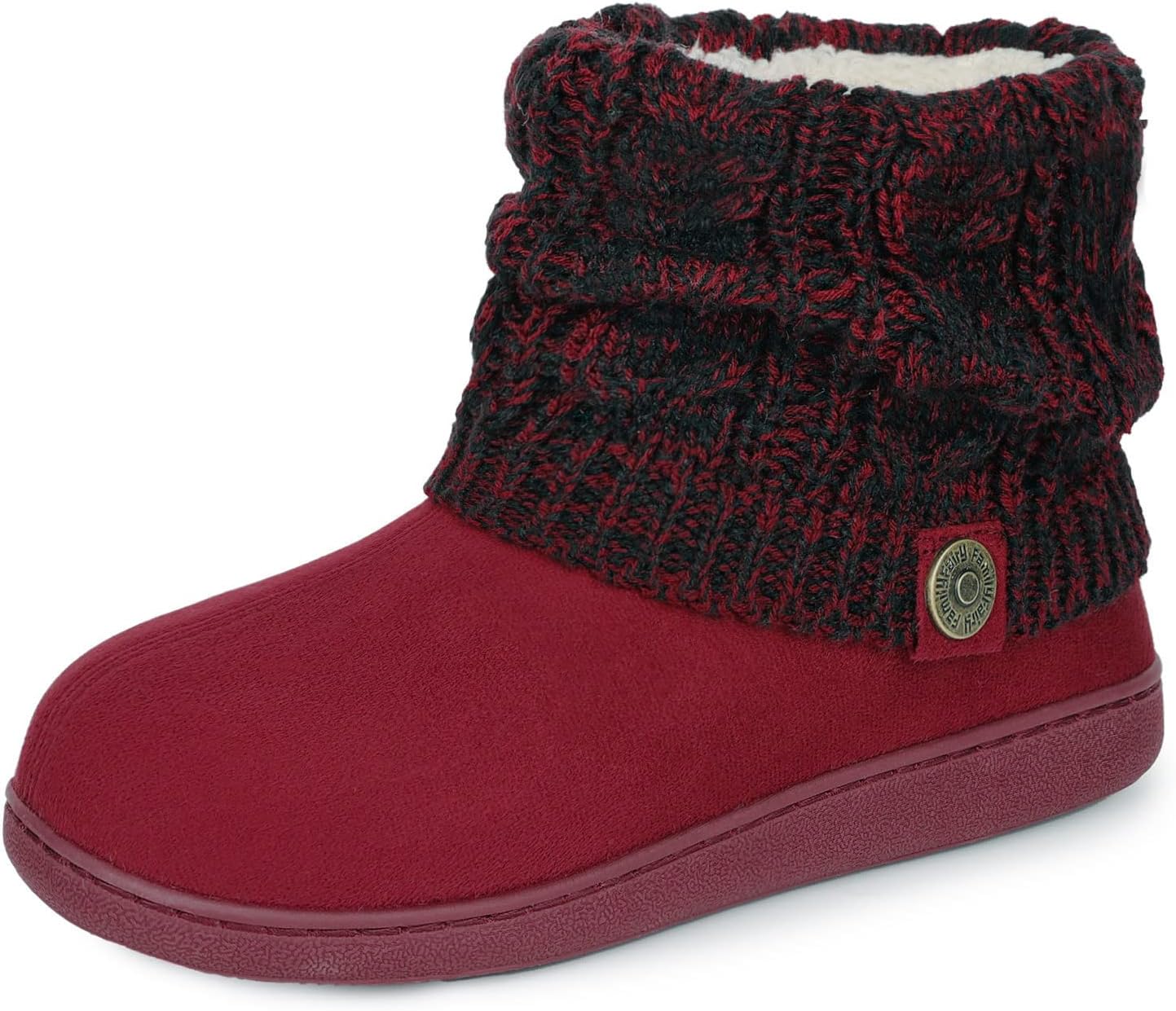 FamilyFairy Women's Woolen Yarn Knit Bootie Slippers, Special Plush Fleece Memor...