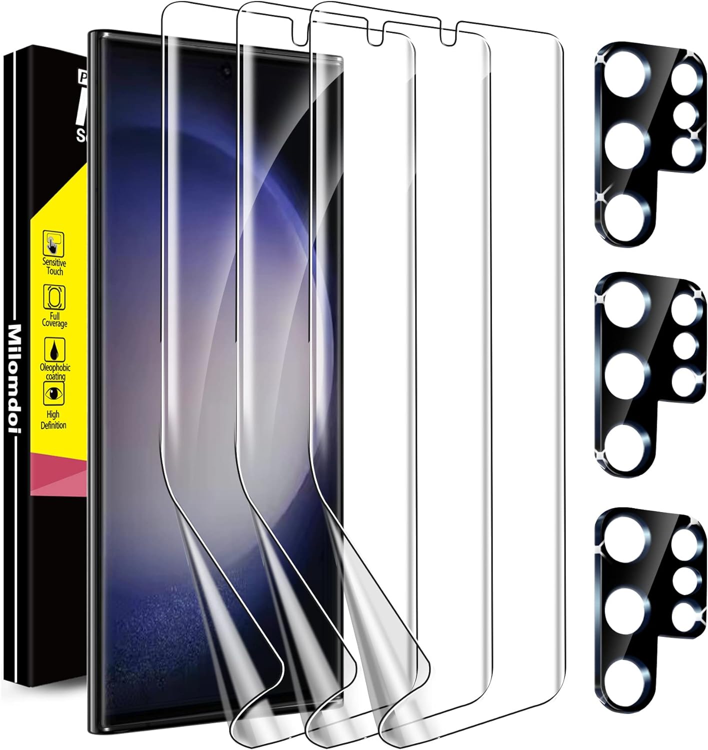 Milomdoi [3+3 Pack] for Samsung Galaxy S23 Ultra Screen Protector [Not Glass] Ac...