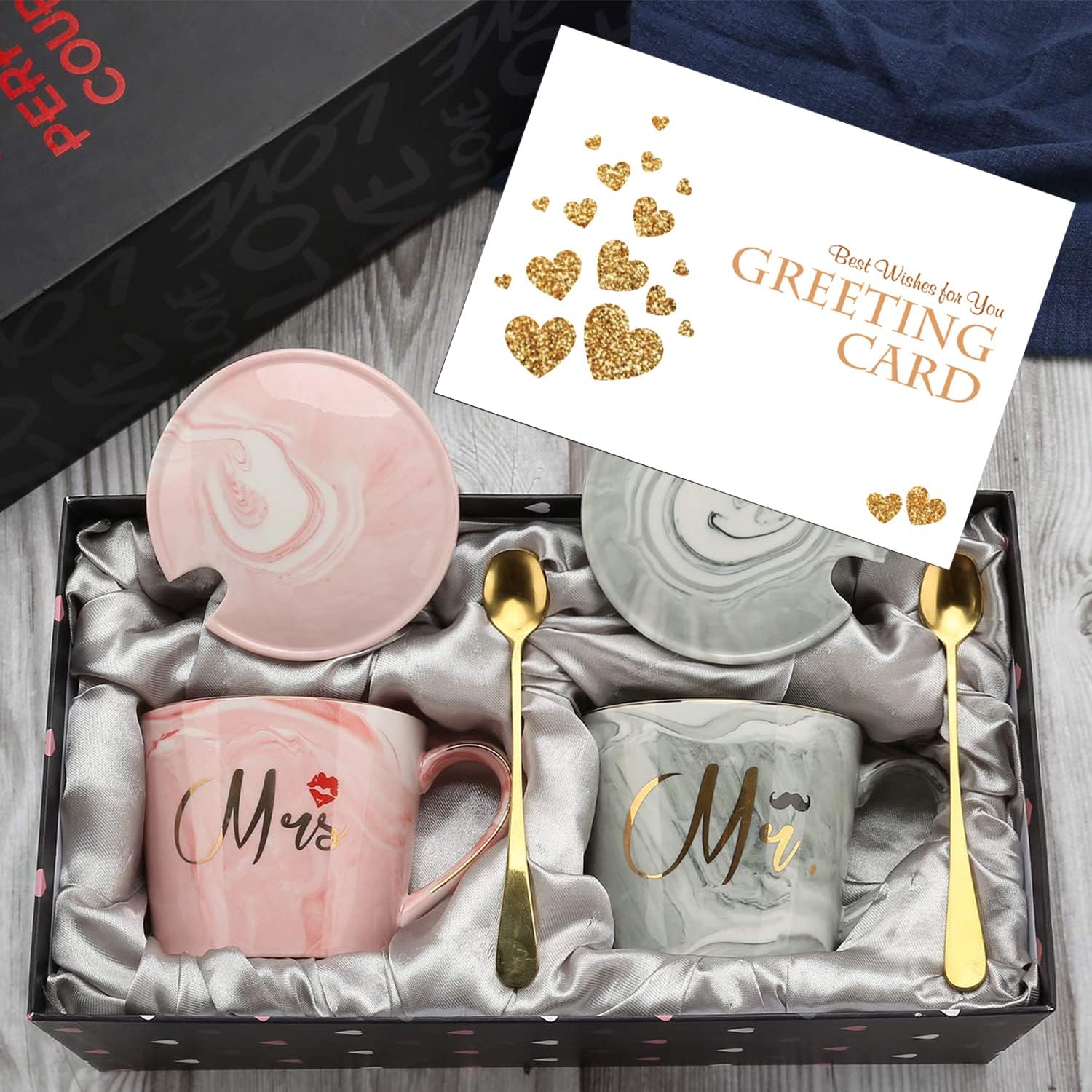 EXREIZST Mr and Mrs Coffee Mugs - Wedding Gifts-for Bride and Groom， Bridal Sho...