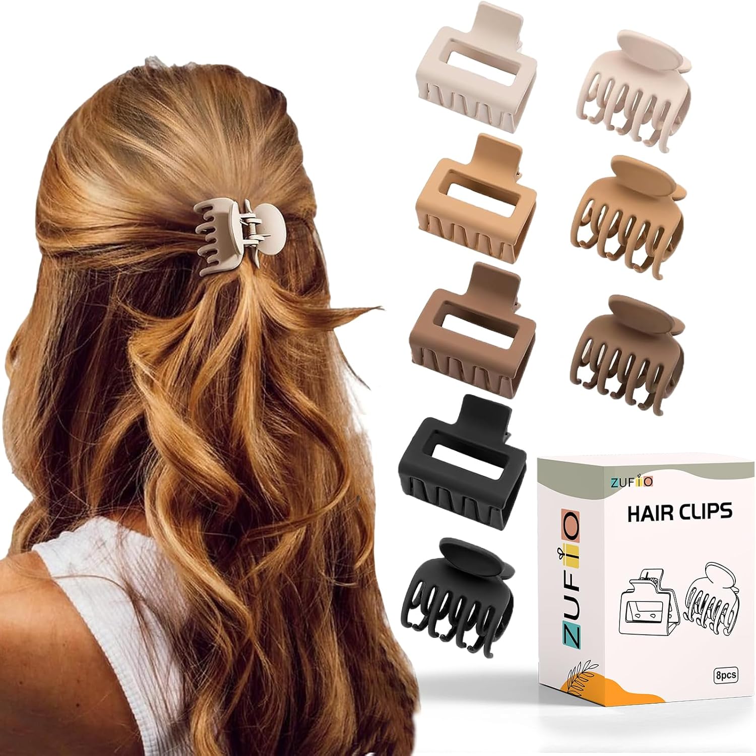 Hair Claw Clips | Small Claw Clips Hair Clips for Women| Rectangle Claw Clips fo...