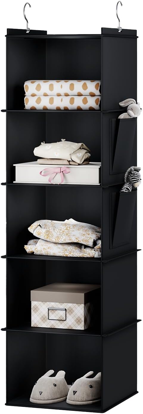 YOUDENOVA Hanging Storage 5 Shelves Wardrobe Storage Organiser Foldable Hanging...