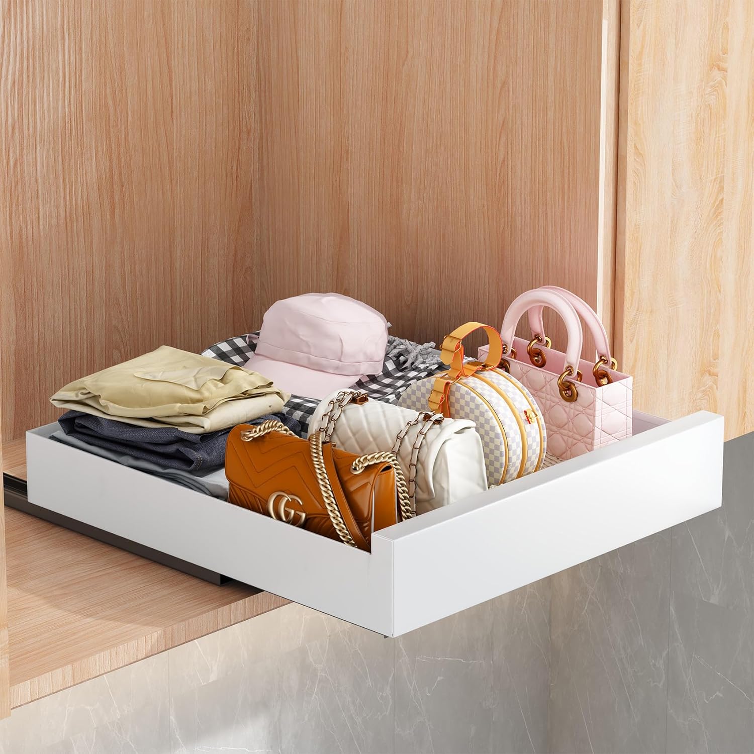 SAYZH Pull Out Cabinet Organizer, Slide Out Drawer Storage Shelves for Kitchen C...
