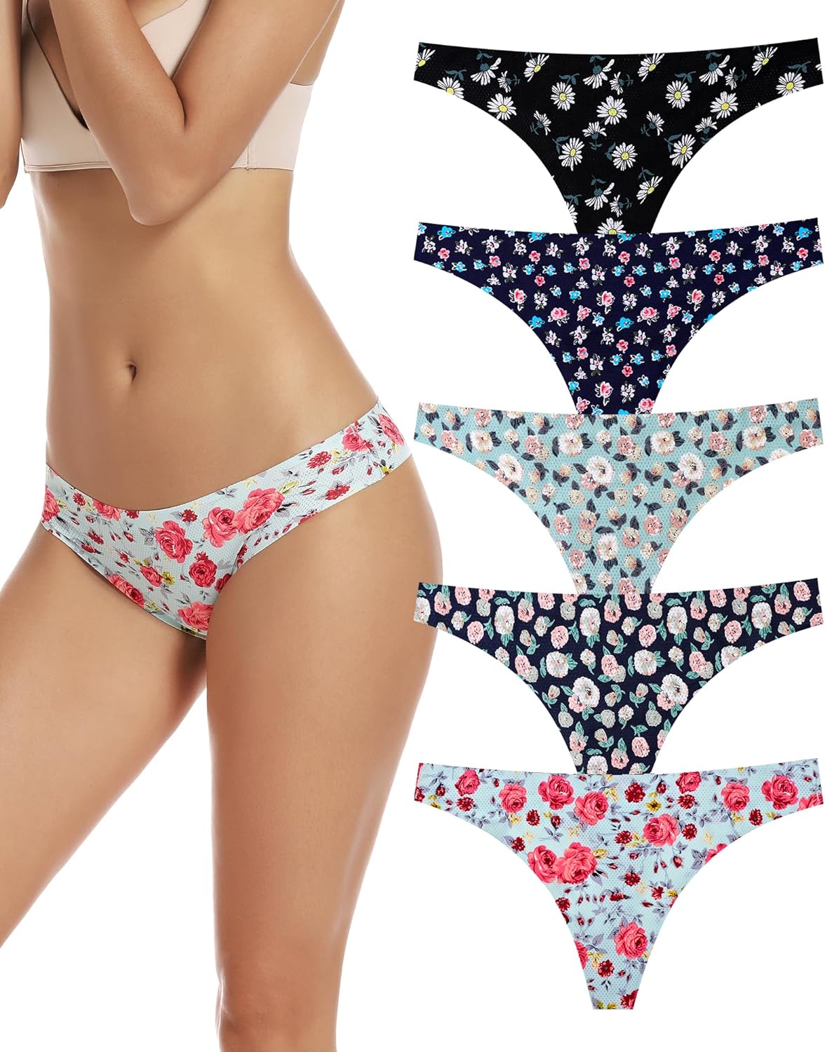 VOENXE Seamless Women Underwear Thongs, Special No Show Ladies Knickers, Innovat...