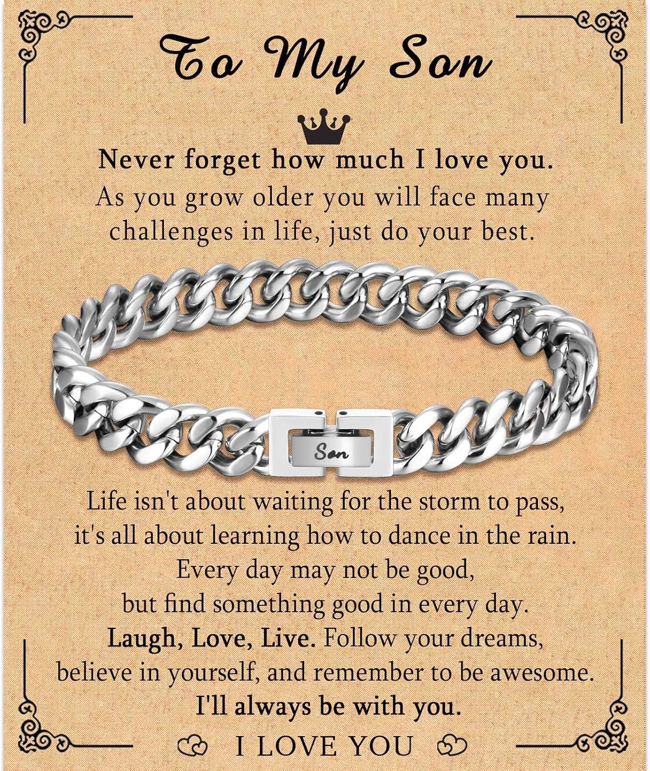 TEVOP Engraved Bracelet Gifts for Men Boys, Dad Uncle Grandad Son Grandson Broth...