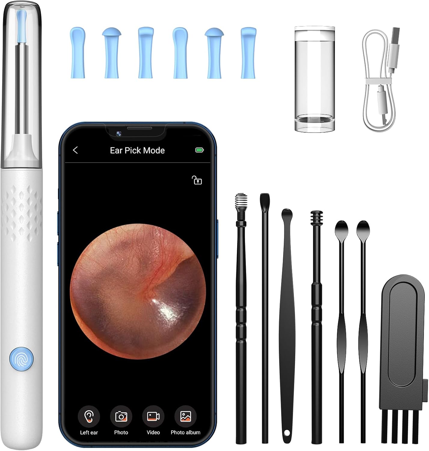 LMECHN Ear Wax Removal Kit, Earwax Remover Tool with Camera, Ear Wax Removal wit...