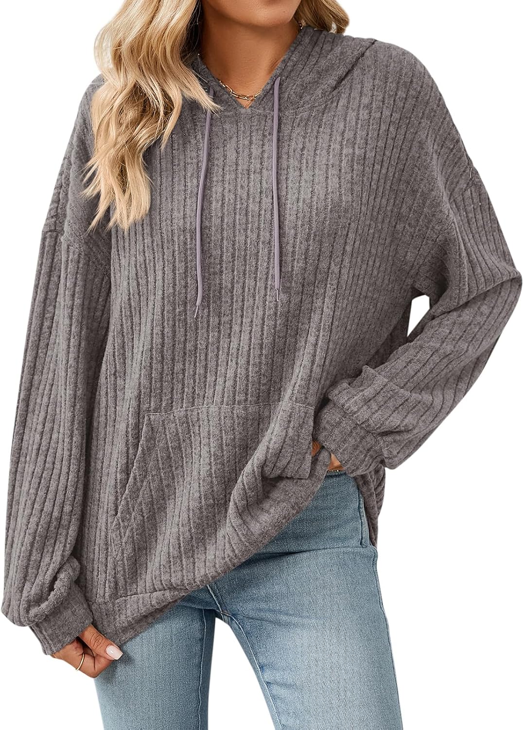 Gemulate Jumpers for Women Long Sleeve Tops Sweaters with Pocket Ladies Lightwei...