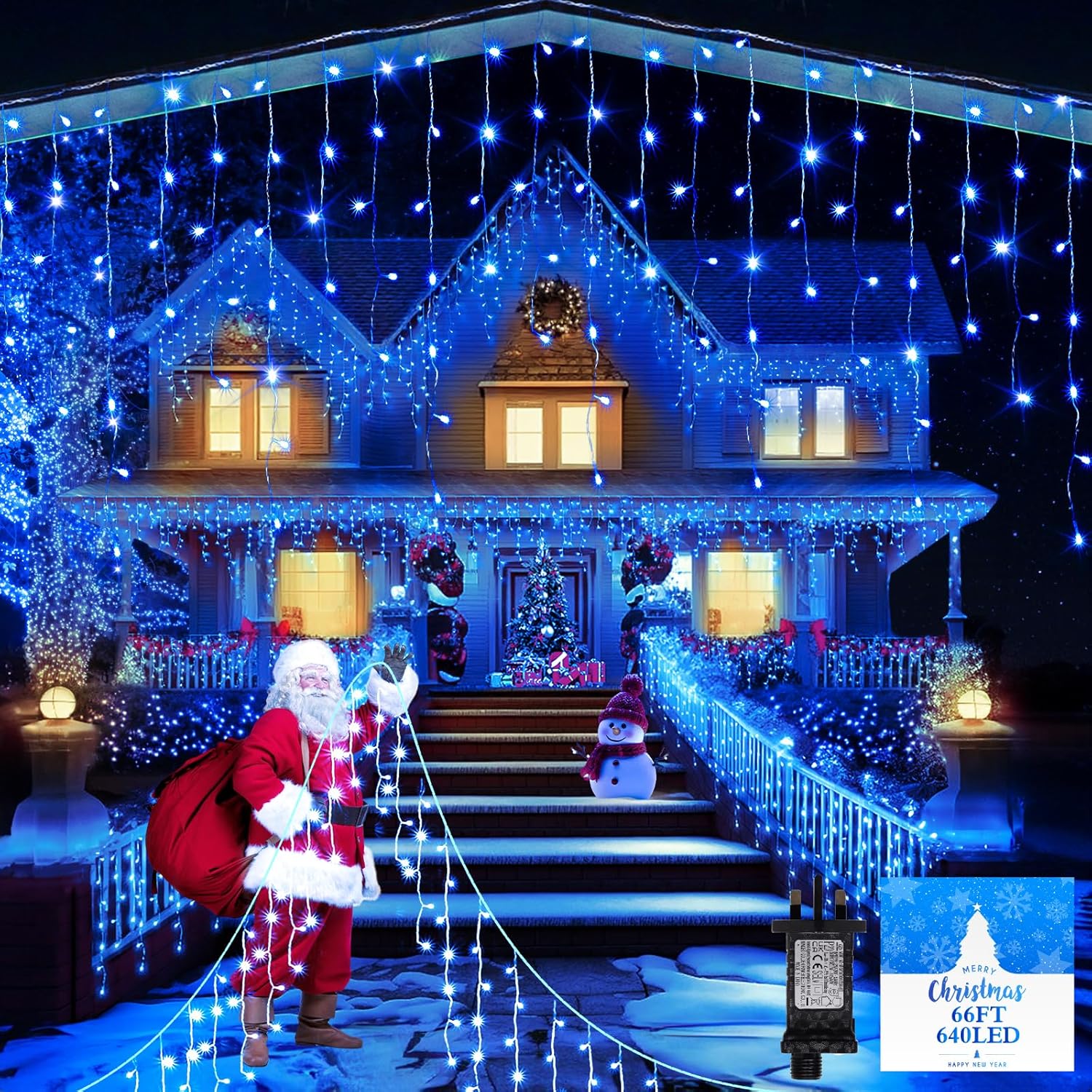 JXLEDAYY 20M 640 LED Icicle Christmas Lights, Special Christmas Outdoor Lights f...