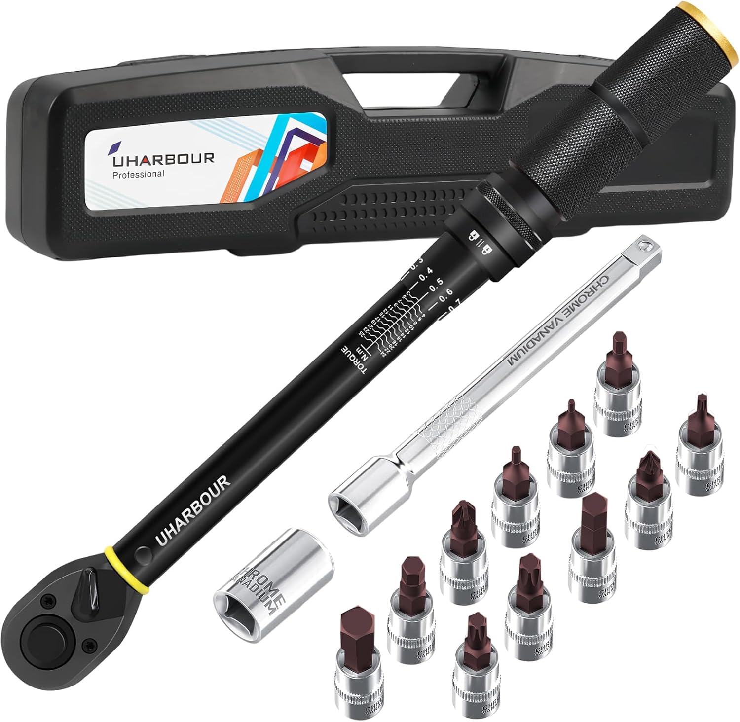 Uharbour 3-25 Nm Torque Wrench for Bicycles, 1/4 Torque Wrench, Bicycle Torque W...