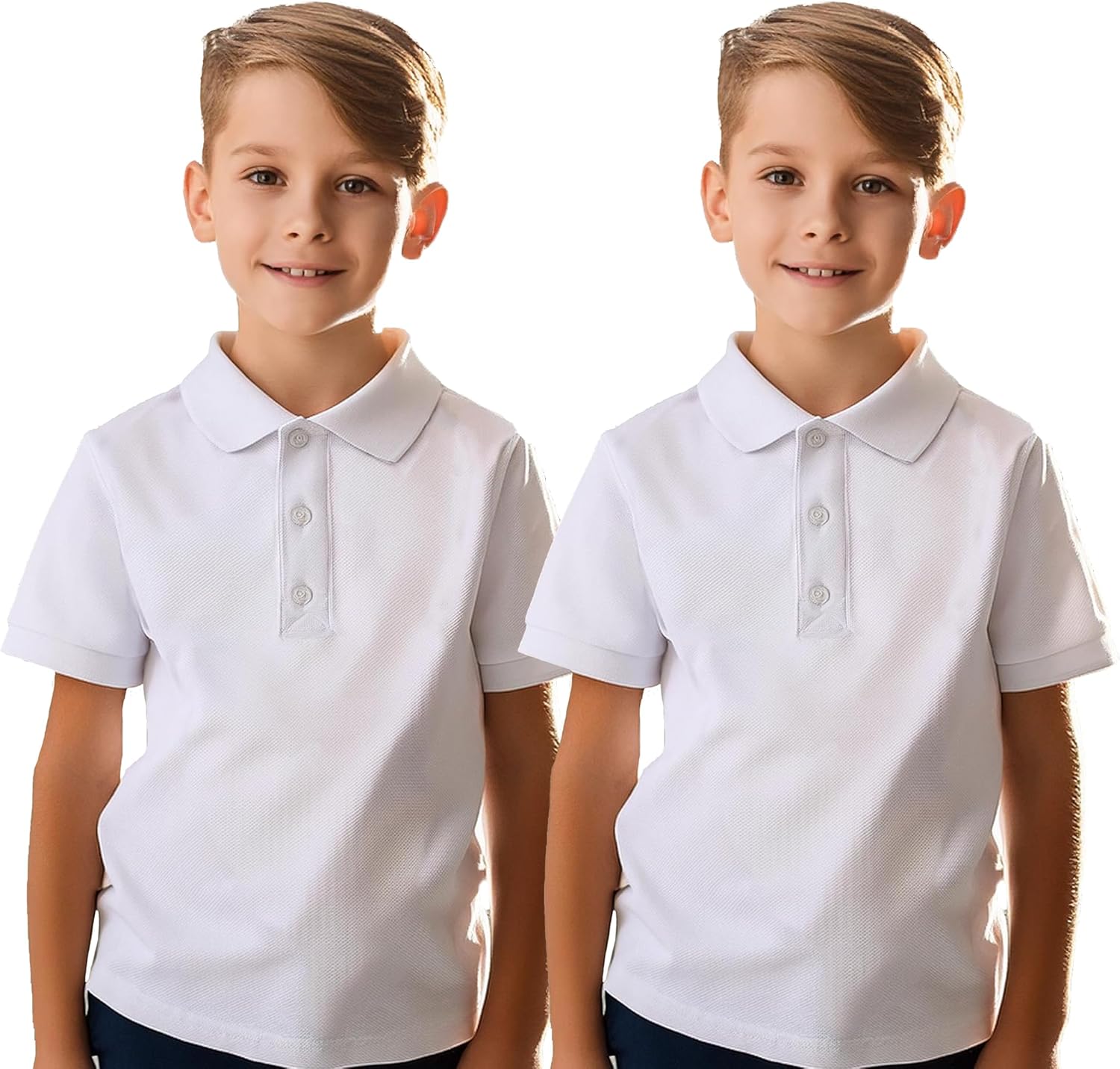 Pack of 2 Boys Girls School Uniform, Special Kids Polo and White T Shirt, Unique...