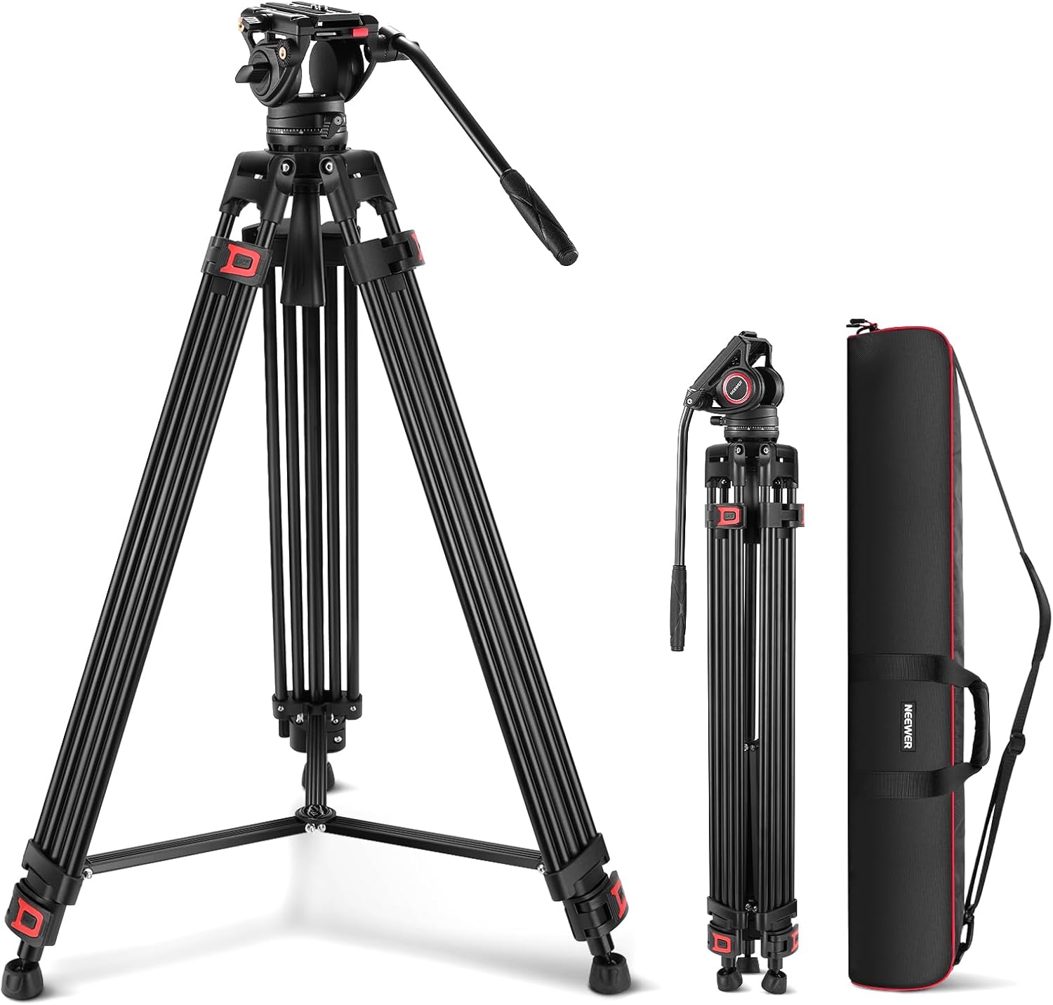NEEWER 74 Inch Pro Video Tripod, Special Camera Tripod with Fluid Head, Innovati...