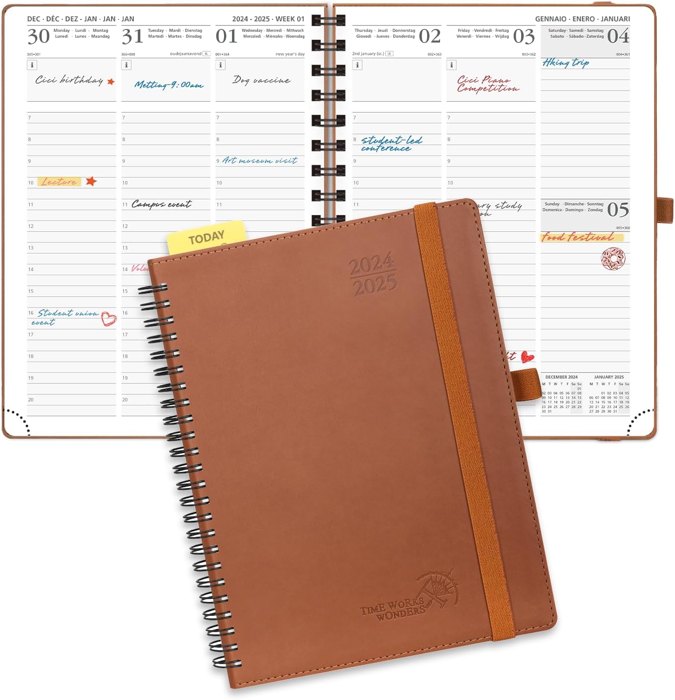 POPRUN A5 Academic Diary, Special Week to View Planner 2024-2025, High-Quality S...