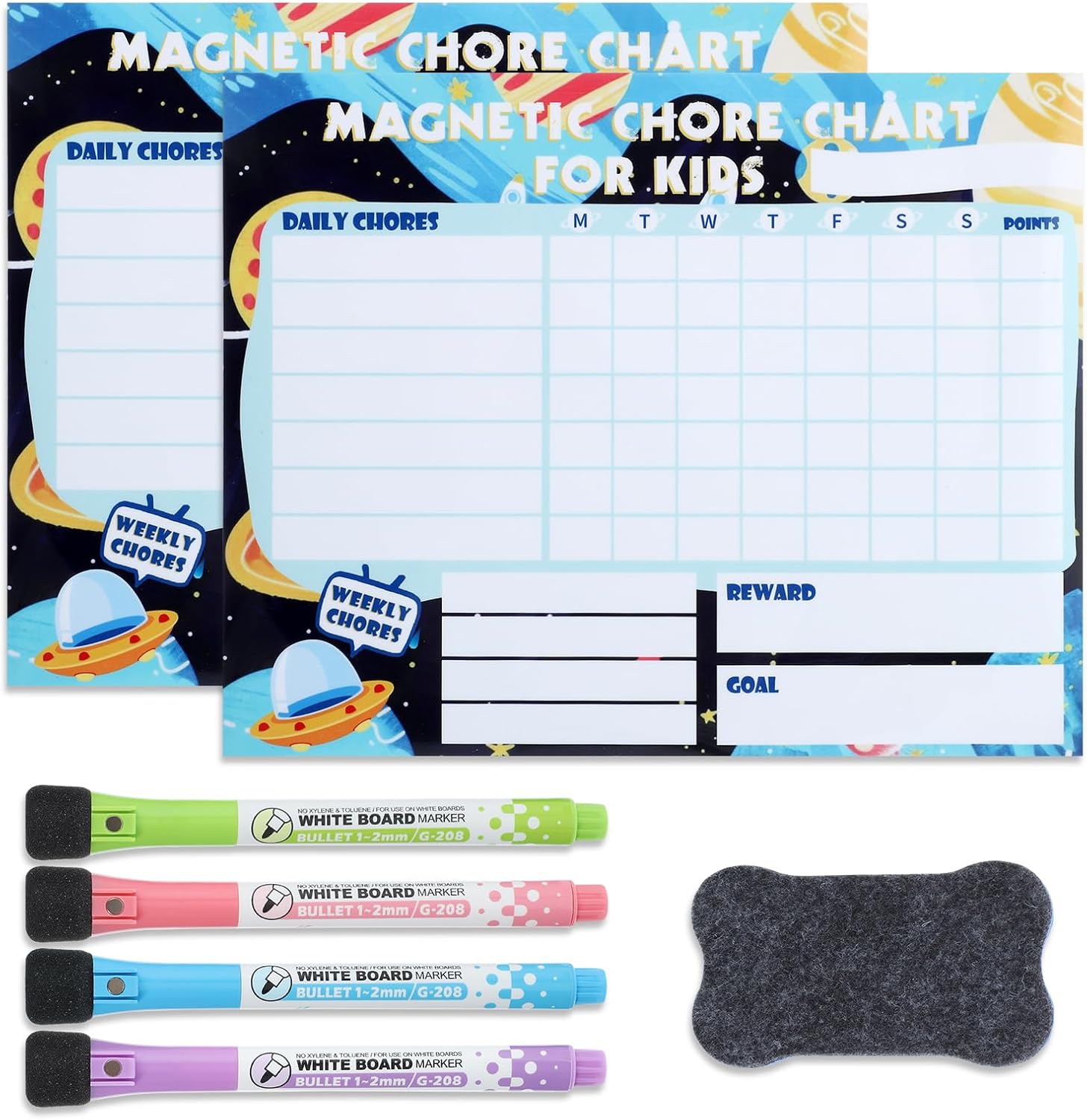 Thboxes 2 Pack Magnetic Reward Charts, Chores Chart for Kids, Reusable Fridge Be...