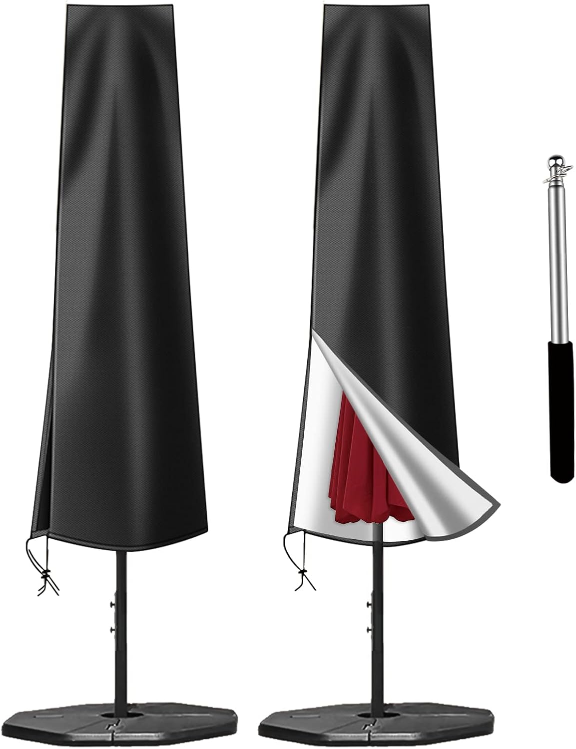 OKPOW Parasol Cover Waterproof - 600D Heavy Duty Garden Parasol Cover Fit for 2....
