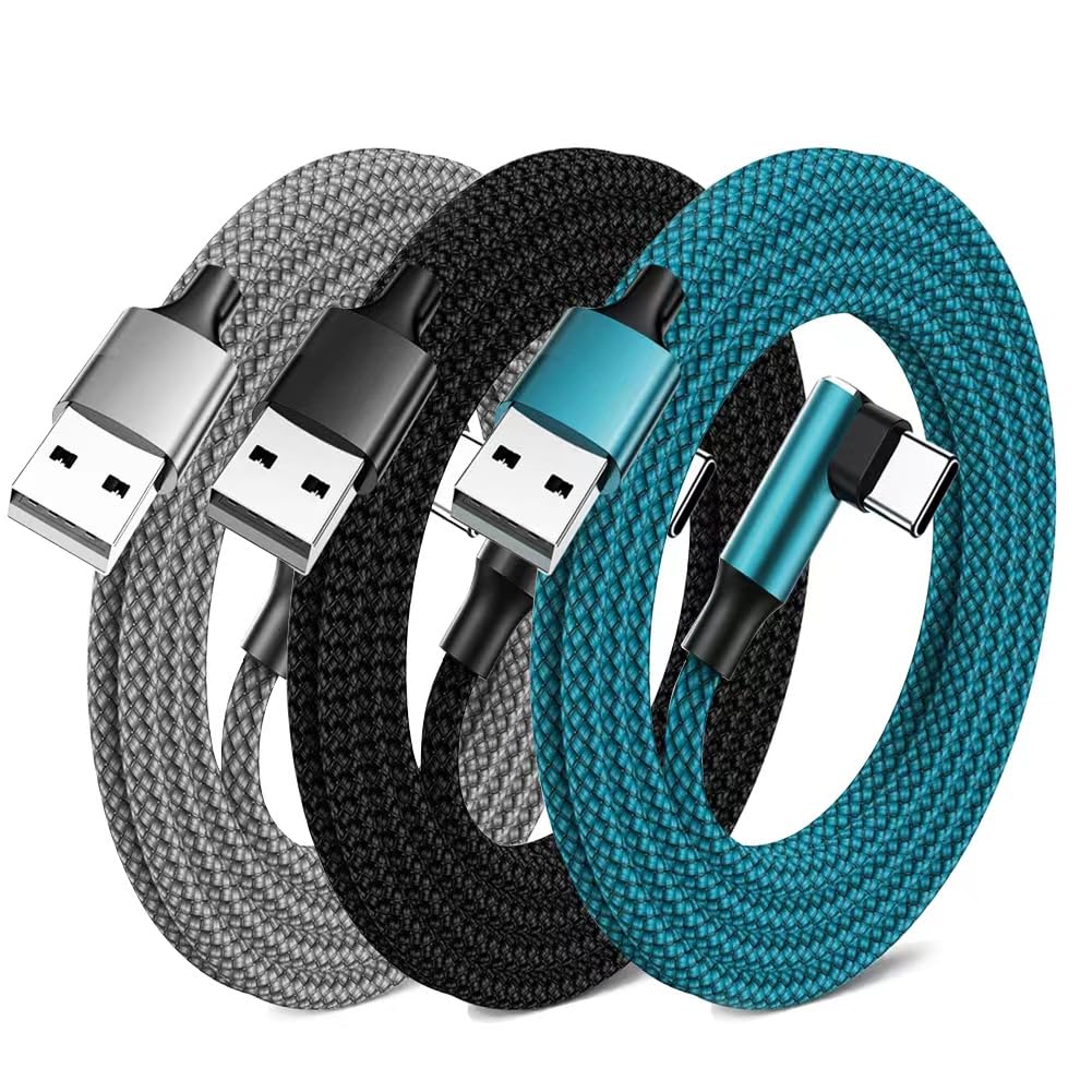 JISWK USB C Charger Cable,(3Pack /3FT, Type C Charging Cable Nylon Braided for S...
