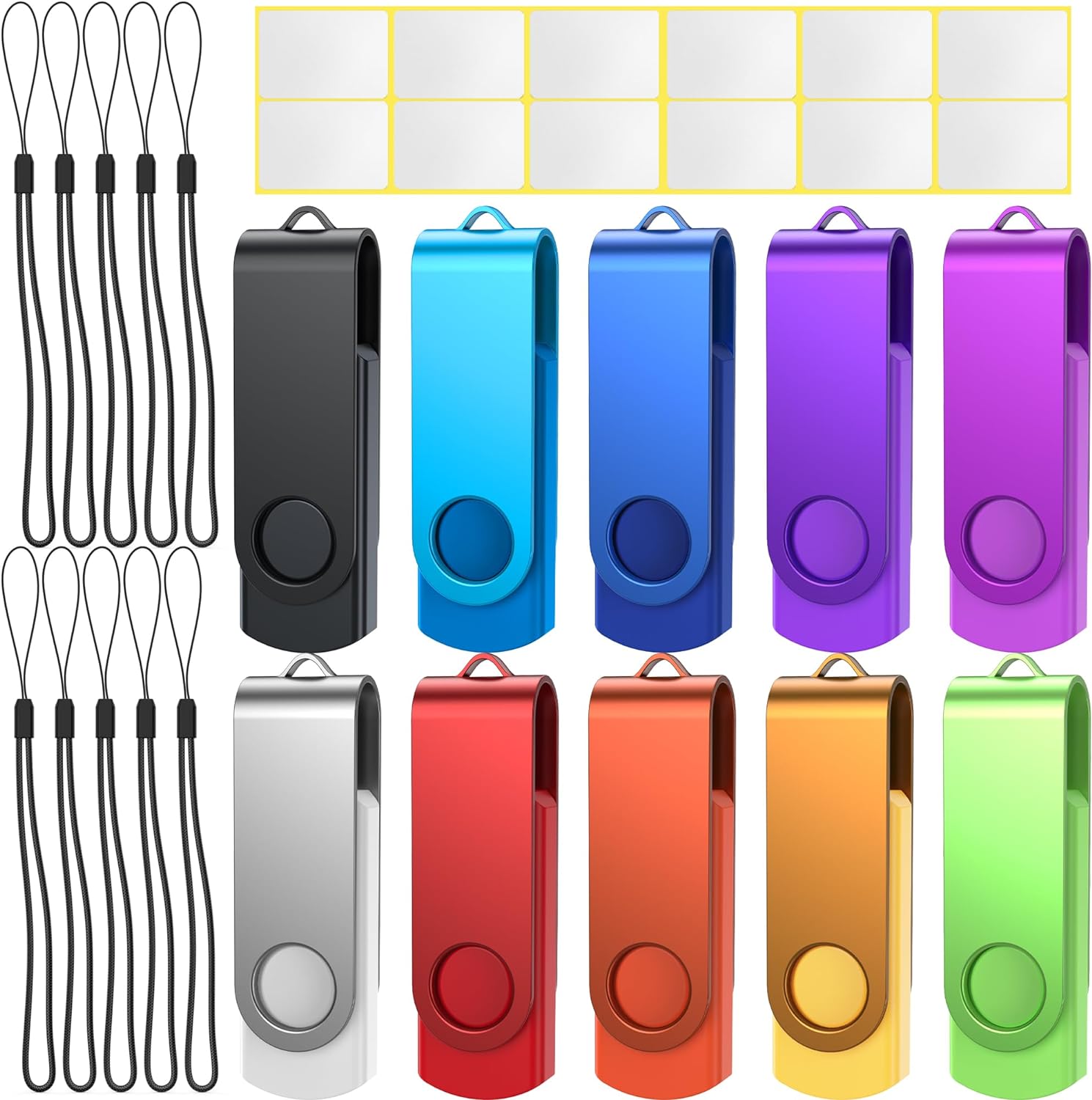 USB Stick 64GB USB 2.0 Memory Stick Uflatek Thumb Flash Drive 10 Pack Rotate USB...