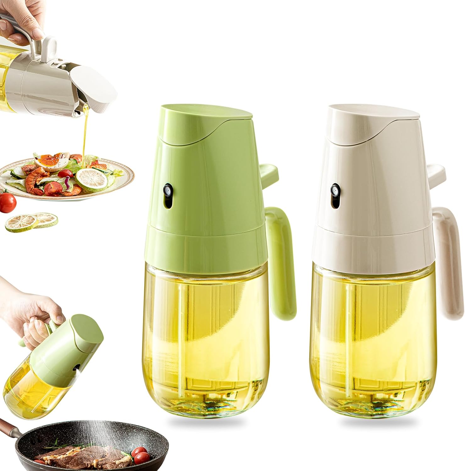 2 in 1 Oil Dispenser and Oil Sprayer Premium Olive Oil Dispenser Bottle with Aut...