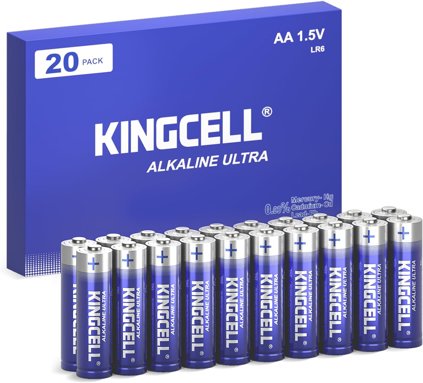 KINGCELL AA Batteries 20 Pack, High-Performance Double A Batteries with Ultra Lo...