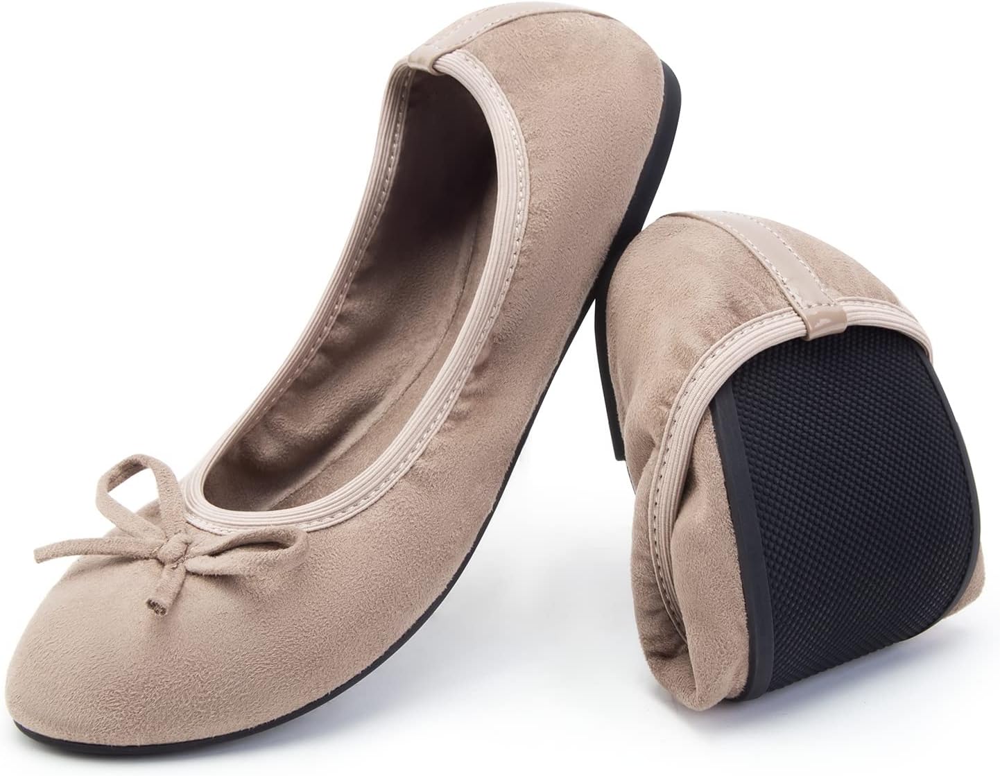Greatonu Women's Elastic Foldable Portable Pumps Bow-Tie Ballet Ballerina Flats...