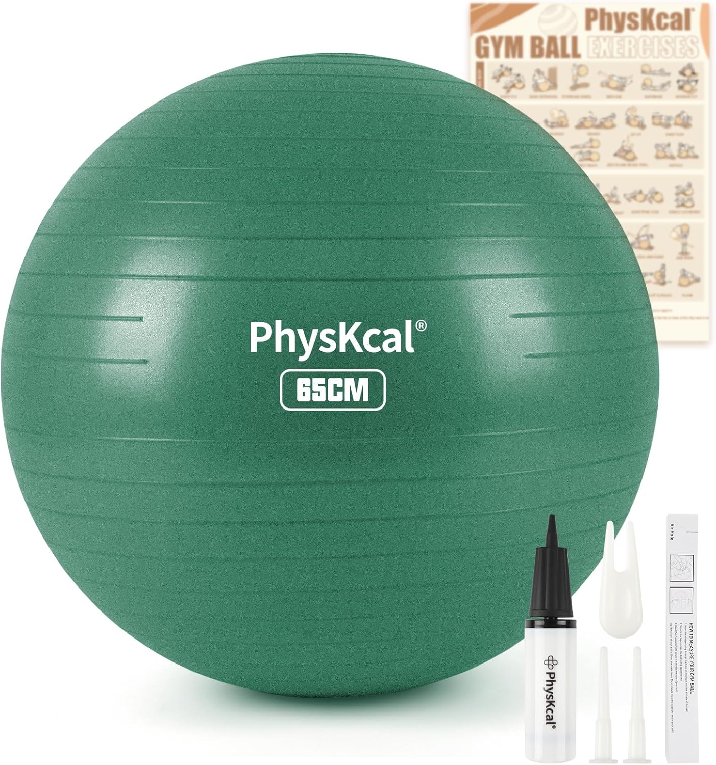 PhysKcal Gym Ball, Special Exercise Swiss Ball for Fitness Yoga Pilates Pregnanc...