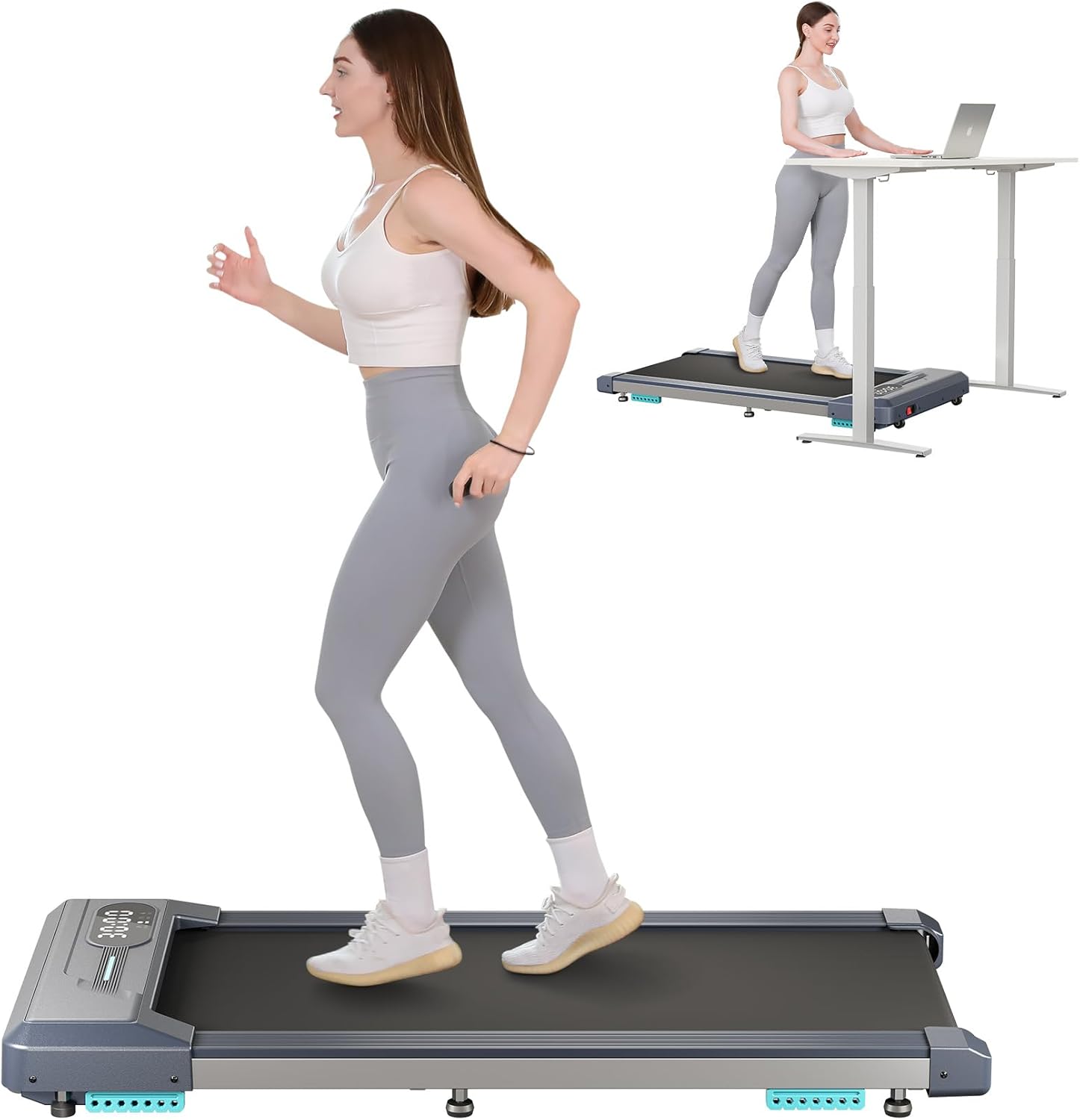 Dripex Under Desk Treadmill, 2.5HP Walking Pad Treadmill with 6 Shock-absorbing...