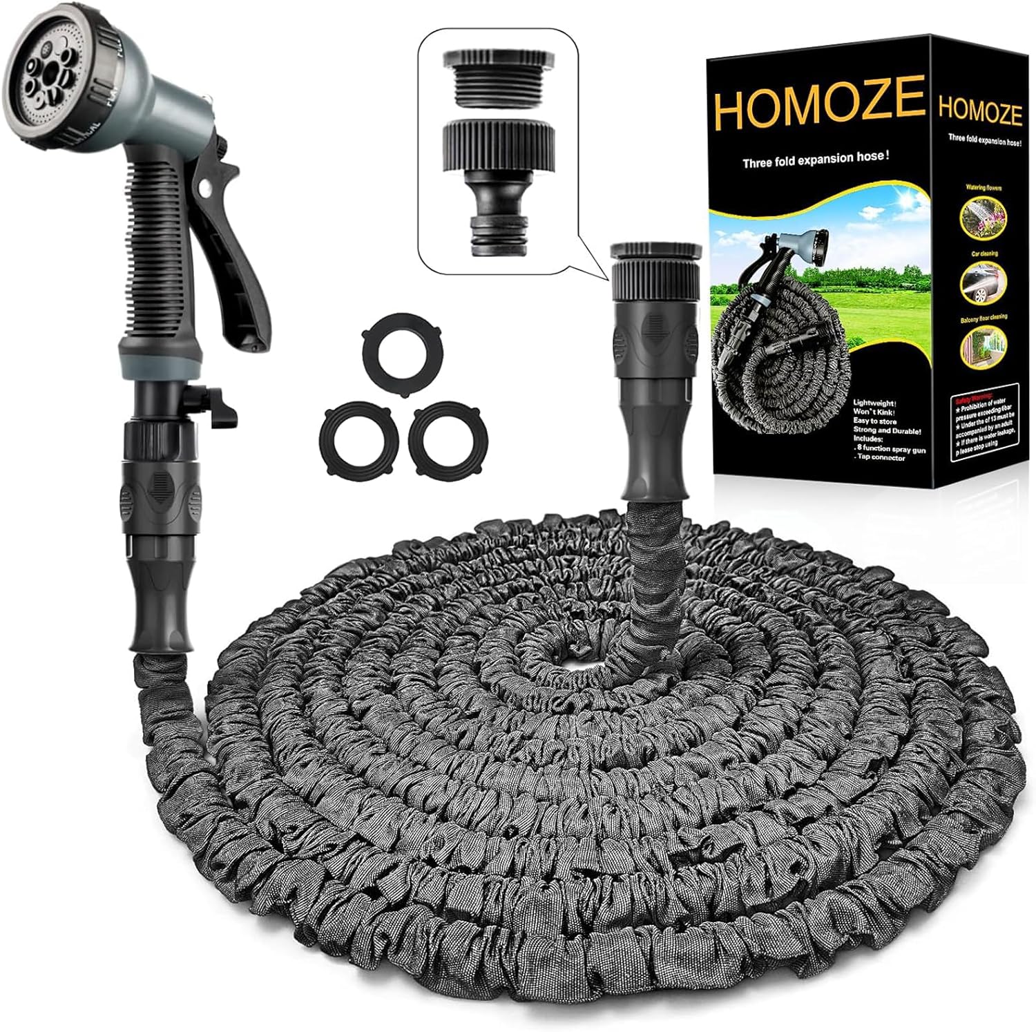 Garden Hose Pipe Expandable Garden Hose with 3/4", 1/2" Fittings, Anti-Leakage -...