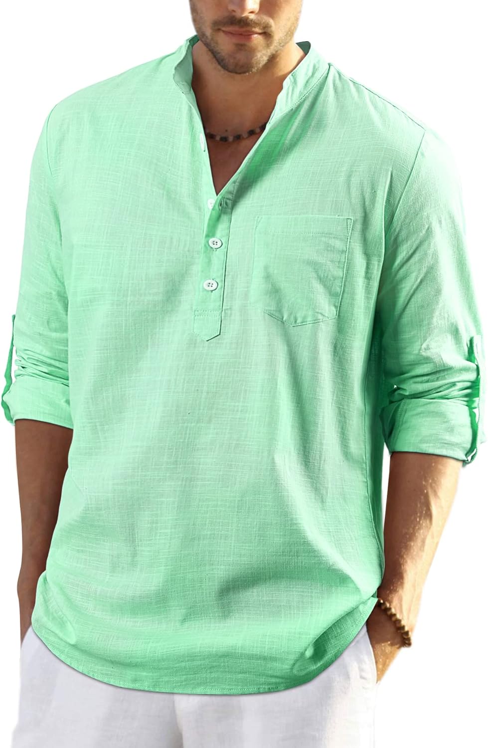 Enlision Mens Casual Cotton Shirt Long Sleeve Button Down Summer Lightweight Hen...