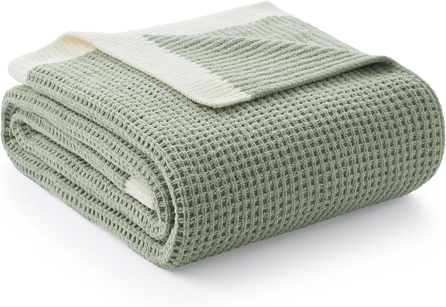 Amélie Home Chenille Waffle Throw Blanket for Couch, Reversible Soft Cozy Knit B...