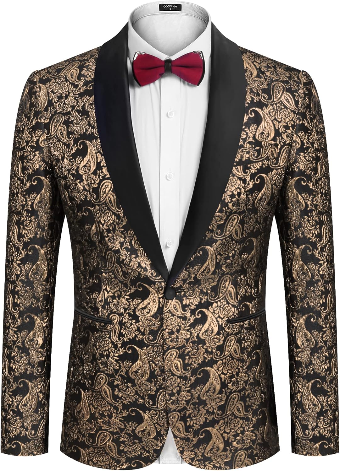 COOFANDY Men's Floral Tuxedo Jacket Jacquard Suit Jacket Slim Fit Blazer for Wed...