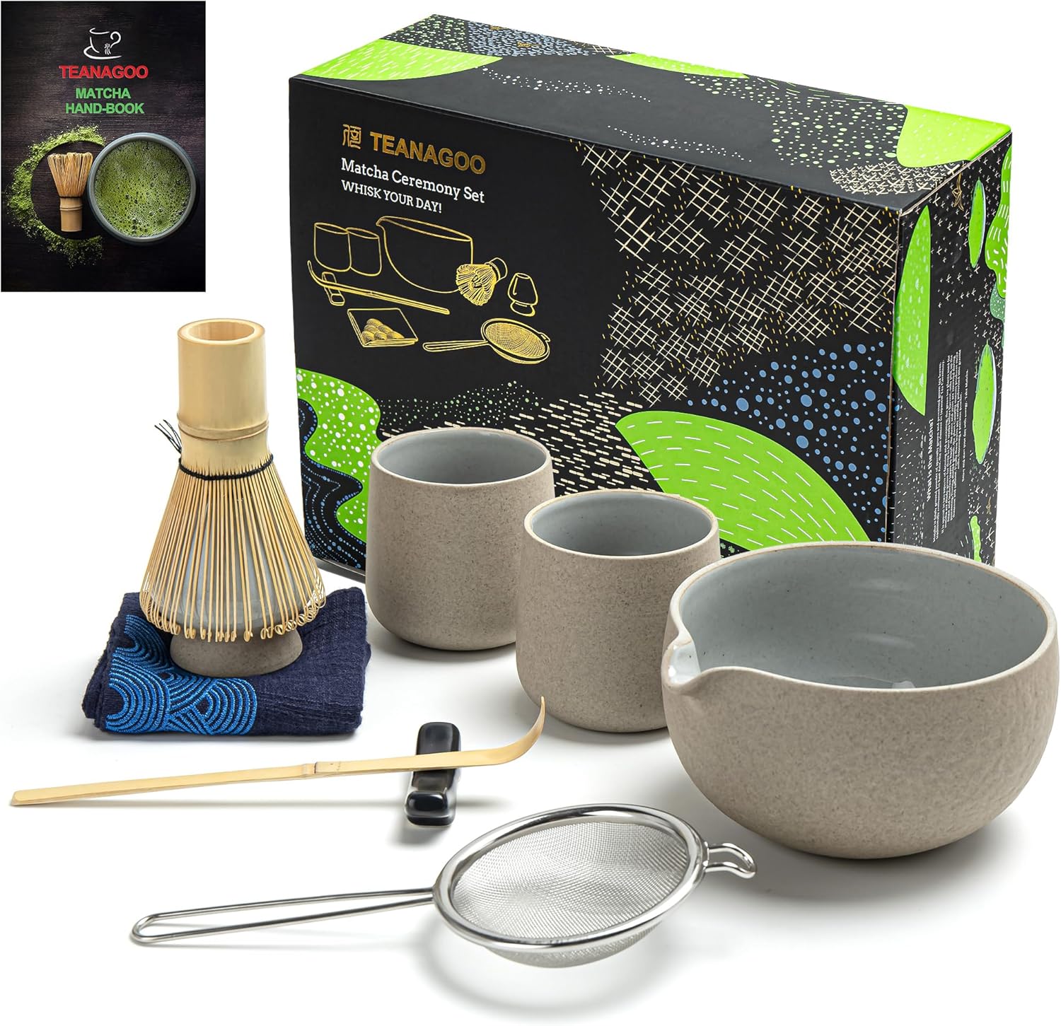 TEANAGOO Matcha Whisk Set Matcha Bowl with Pouring Spout Bamboo Matcha Whisk Sco...