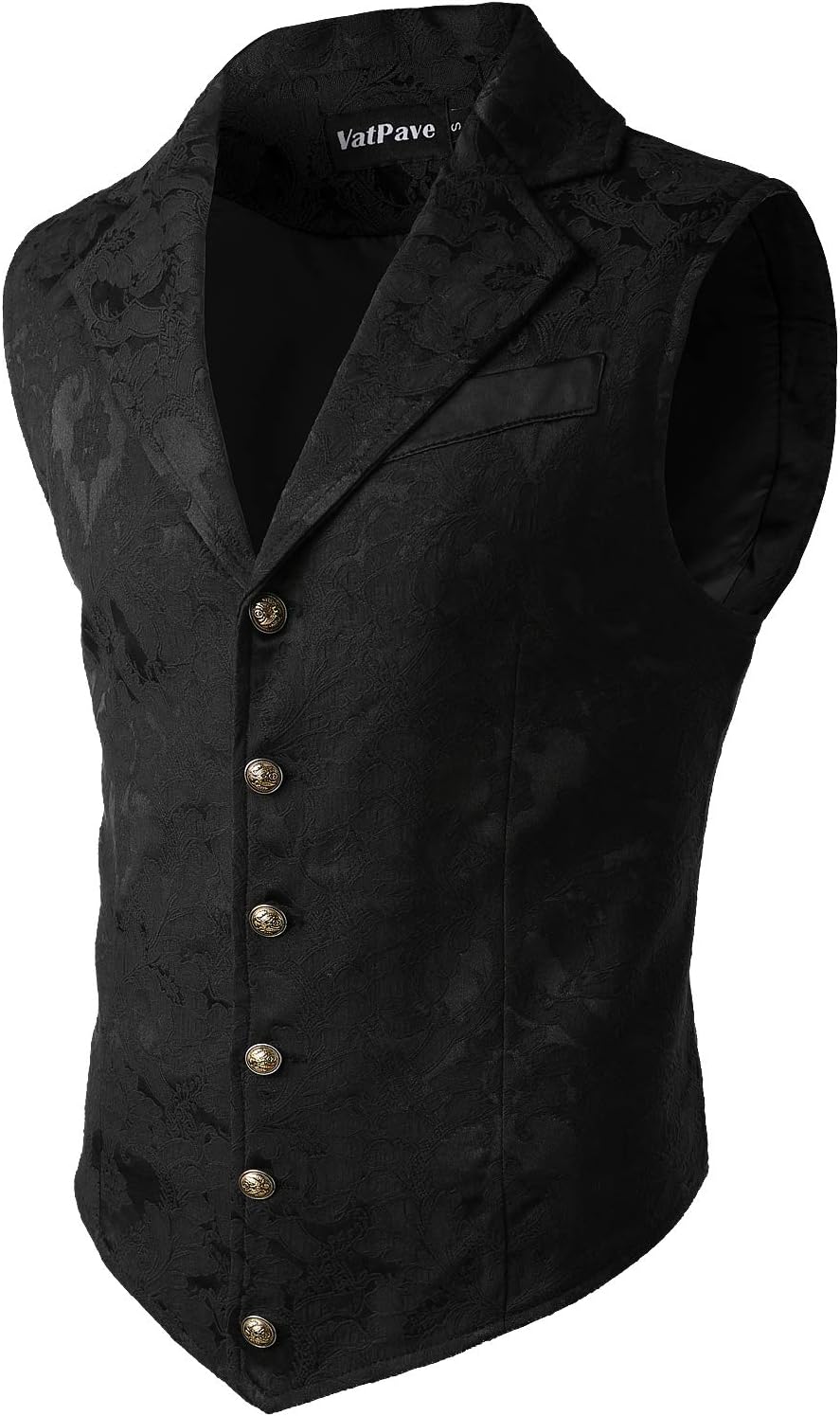 VATPAVE Mens Victorian Suit Vest Steampunk Gothic Waistcoat M Black
