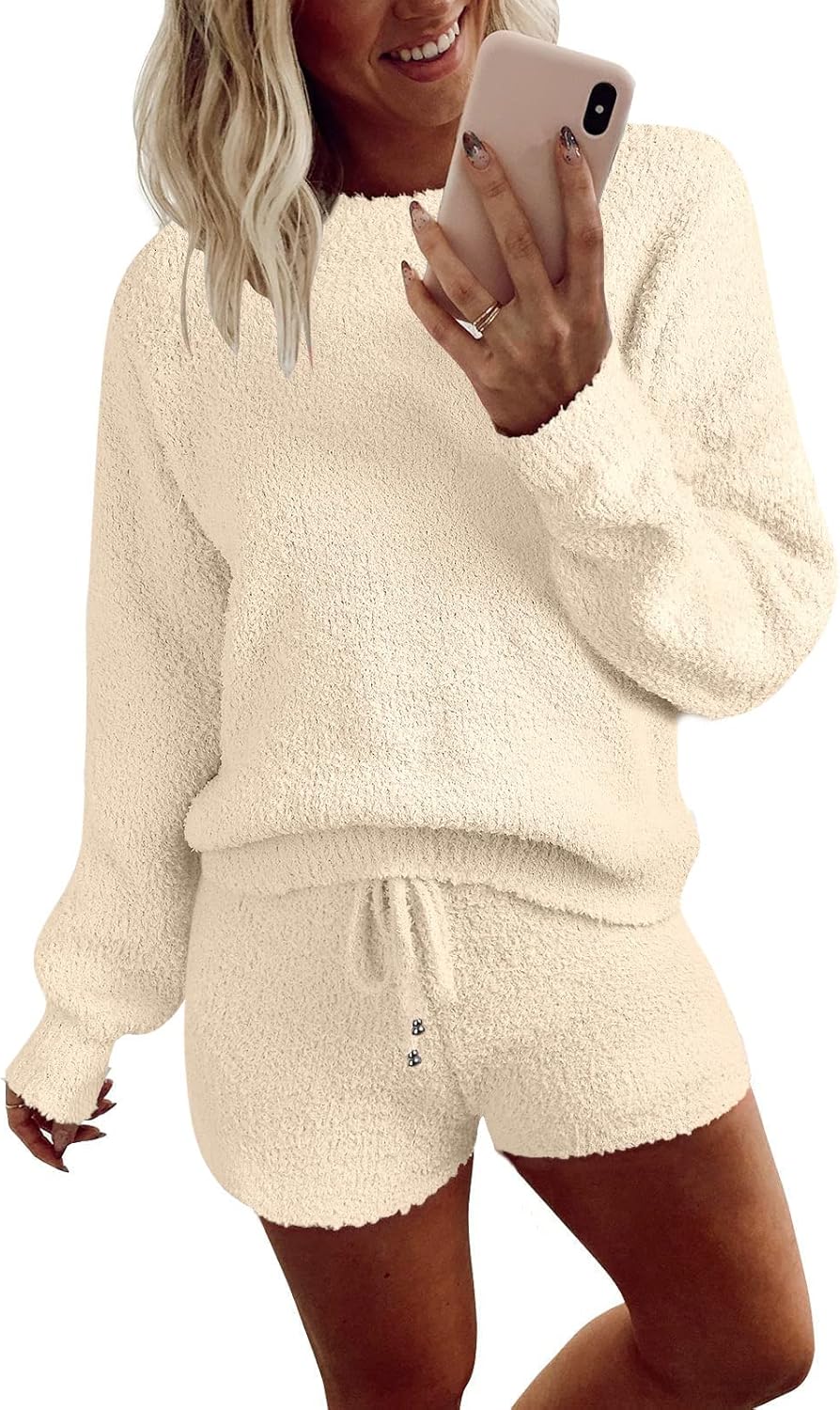 MEROKEETY Women's Pajama Set, High-Quality Fleece Loungewear, Special 2024 Fall...