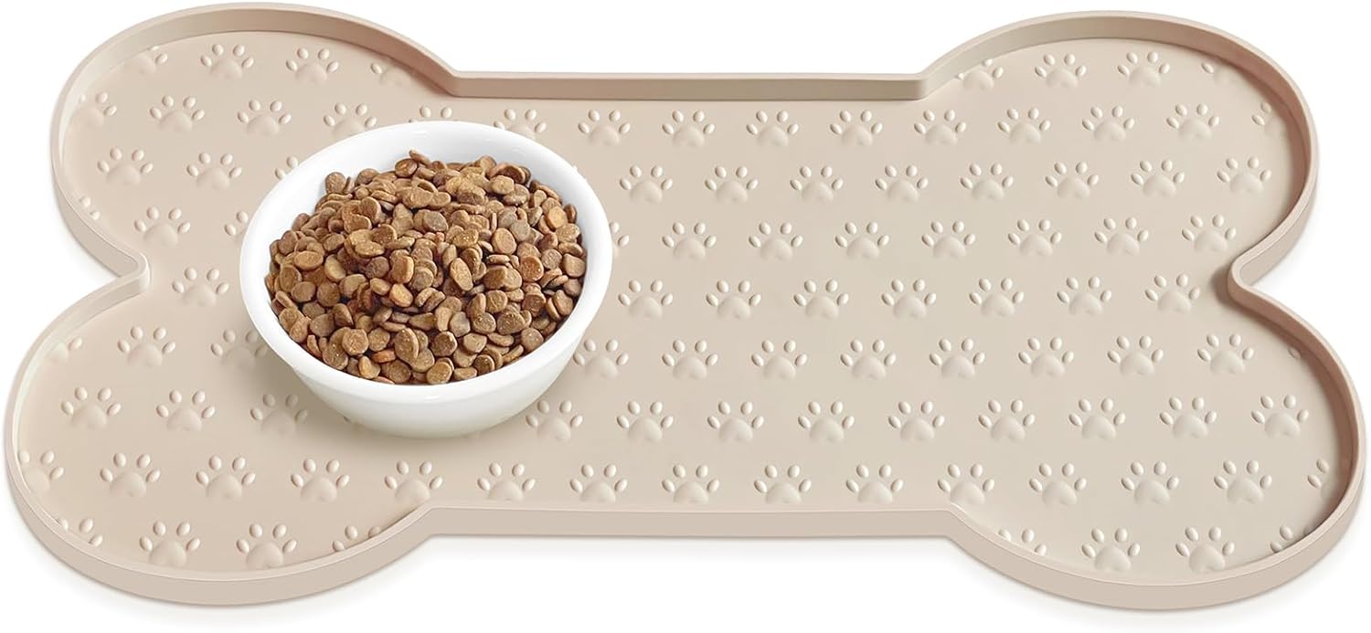 Dog Food Mat Anti-Slip Silicone Dog Bowl Mat Thicker Pet Placemat Waterproof Cat...