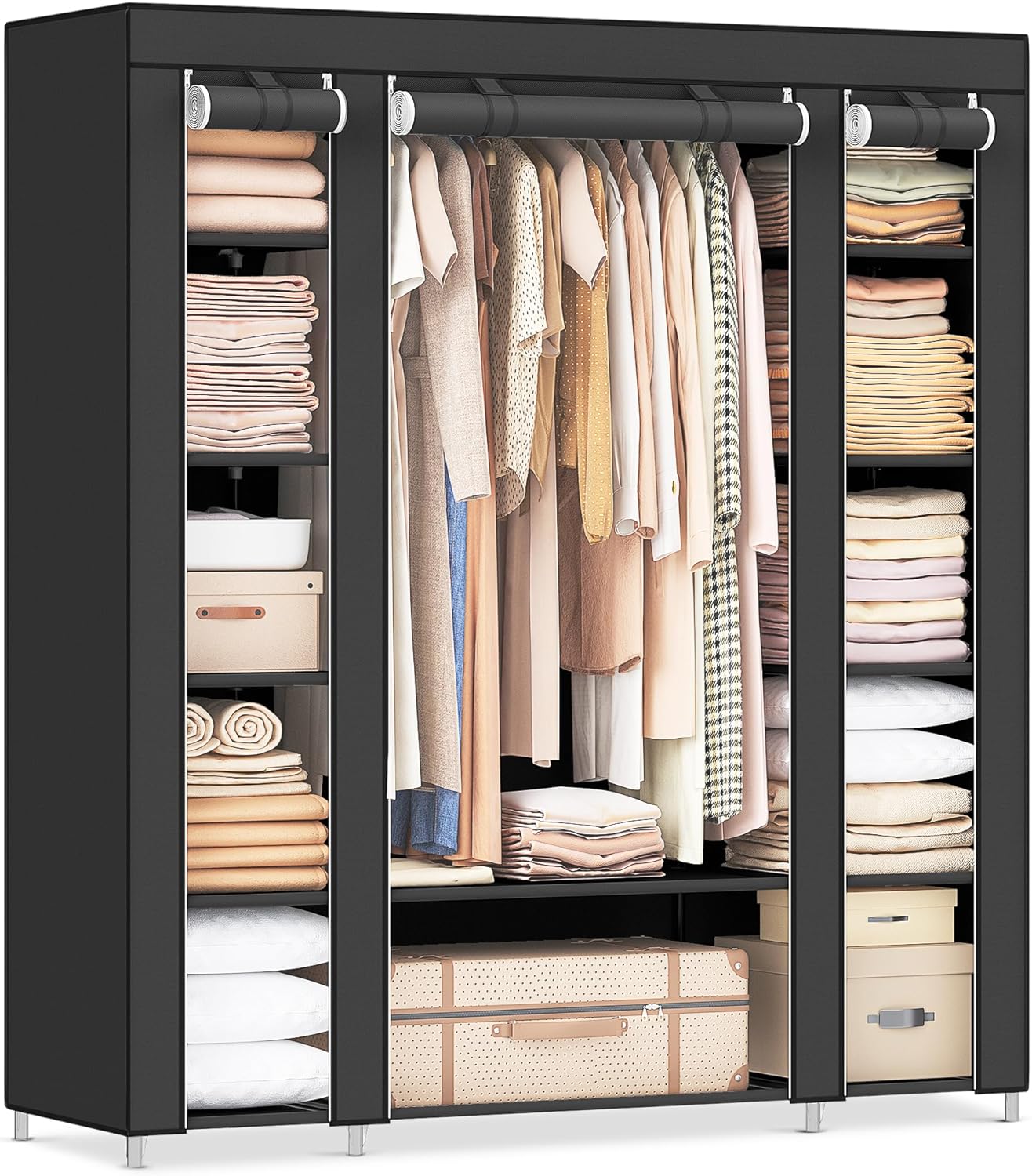 SONGMICS Closet Wardrobe, Portable Closet for Bedroom, Clothes Rail with Non-Wov...