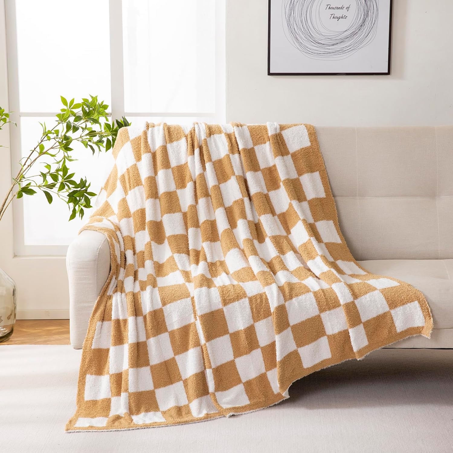 YIRUIO Throw Blanket Checkered Chessboard Fluffy Fuzzy Warmer Comfort Reversible...