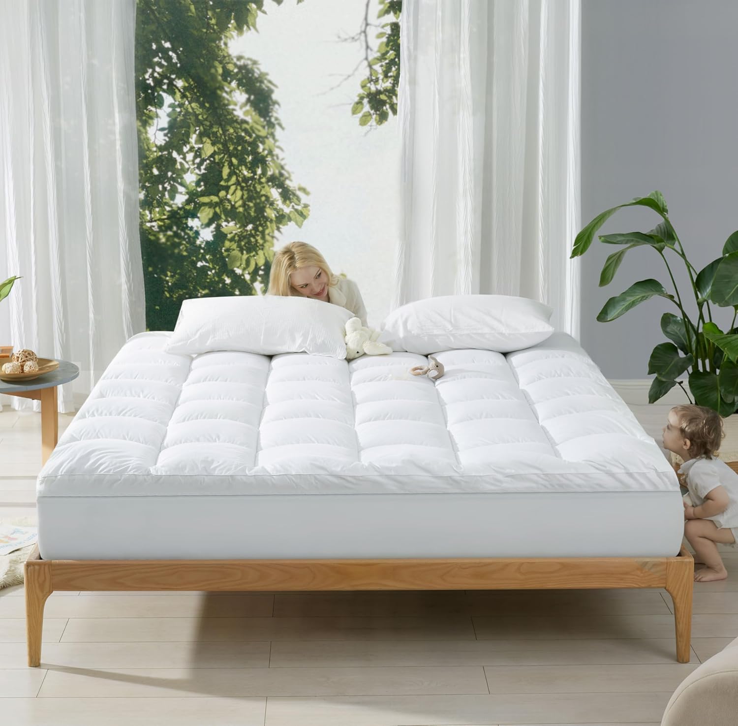 KÜB Cotton Mattress Pad, Queen, Cooling Cotton Pillow Top with 8-21 Inch Deep Po...