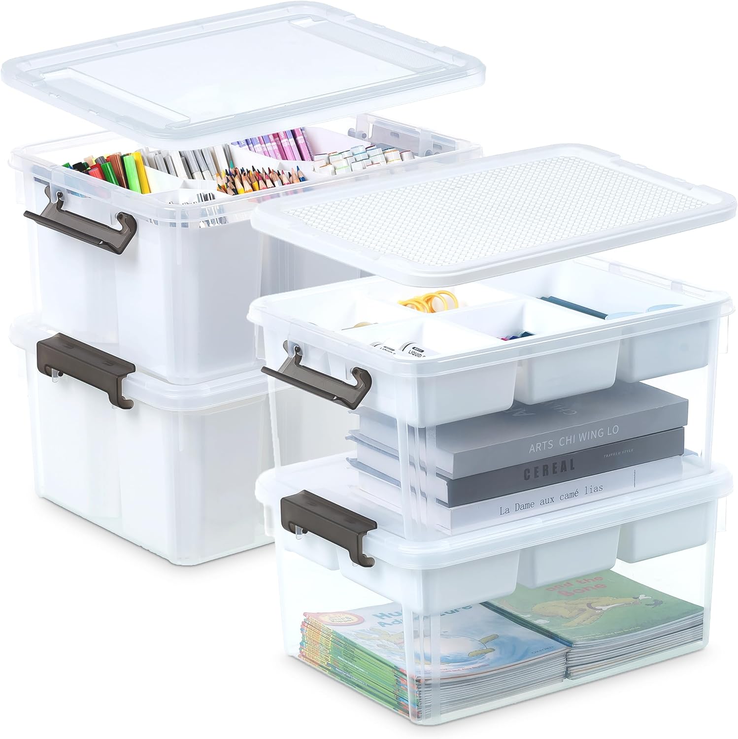 Citylife 17 QT Plastic Storage Bins, Special Multipurpose Stackable Storage Cont...