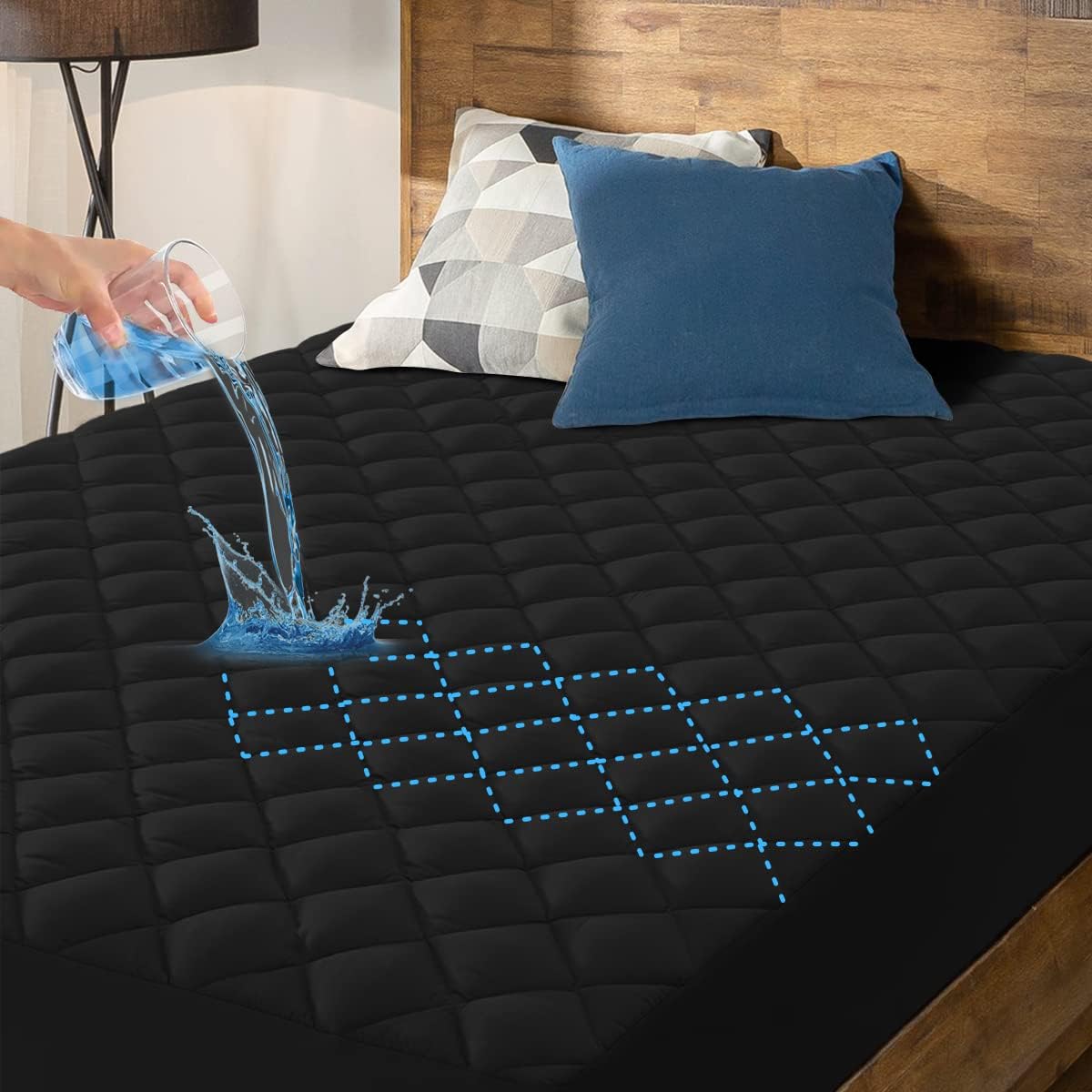 HYLEORY Queen Size Waterproof Mattress Pad Protector, Breathable Quilted Mattres...