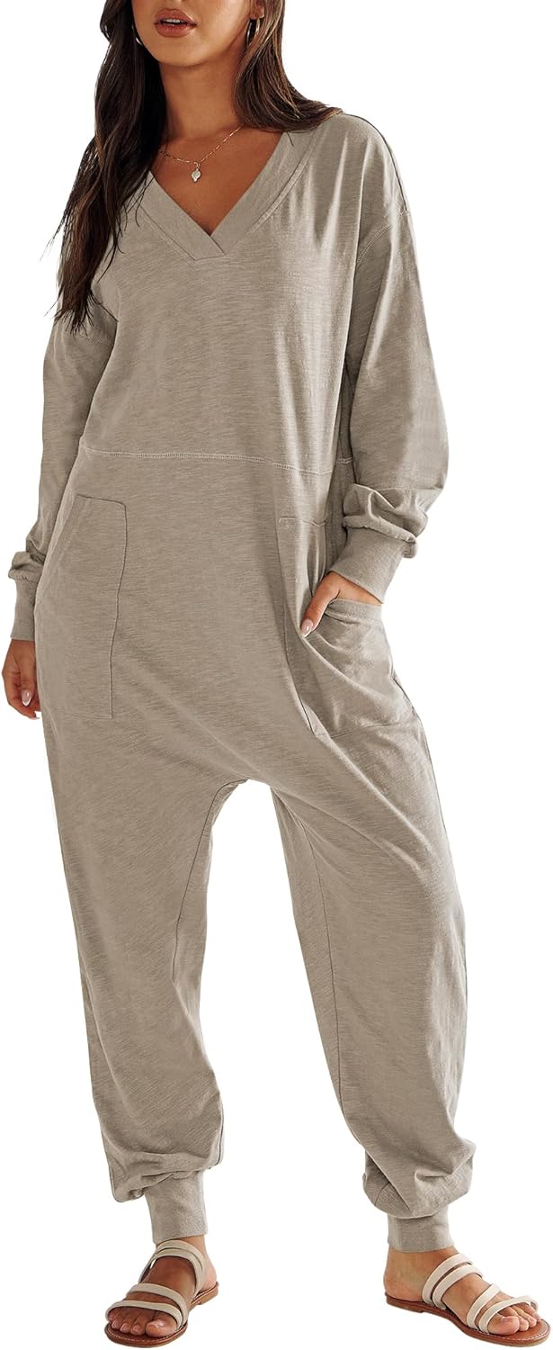 ANRABESS Jumpsuits for Women 2024 Fall Long Sleeve Casual Loose Fit Romper Loung...