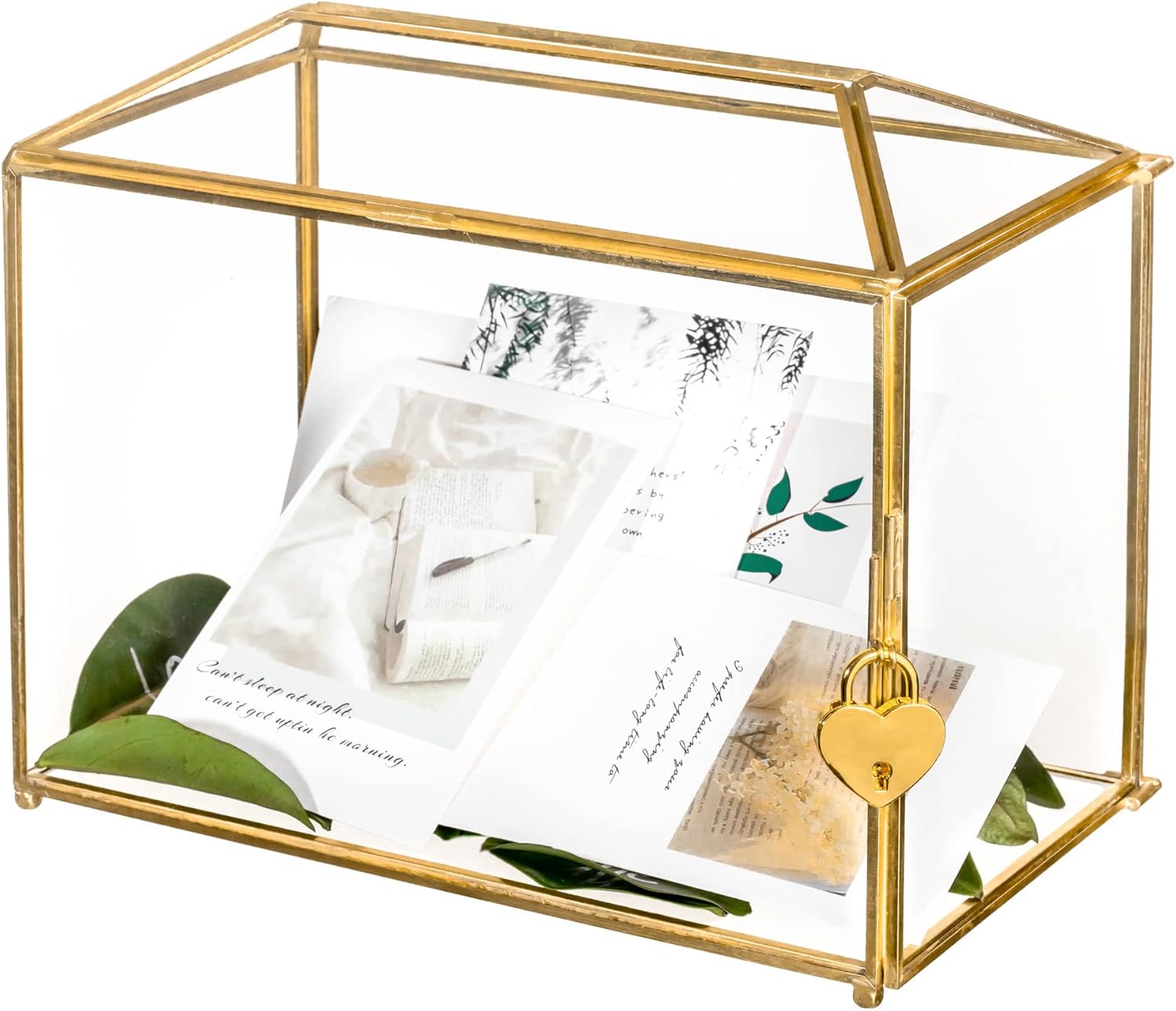 NCYP Small Glass Cards Box, Special Card Holder with Slot and Lock for Wedding R...